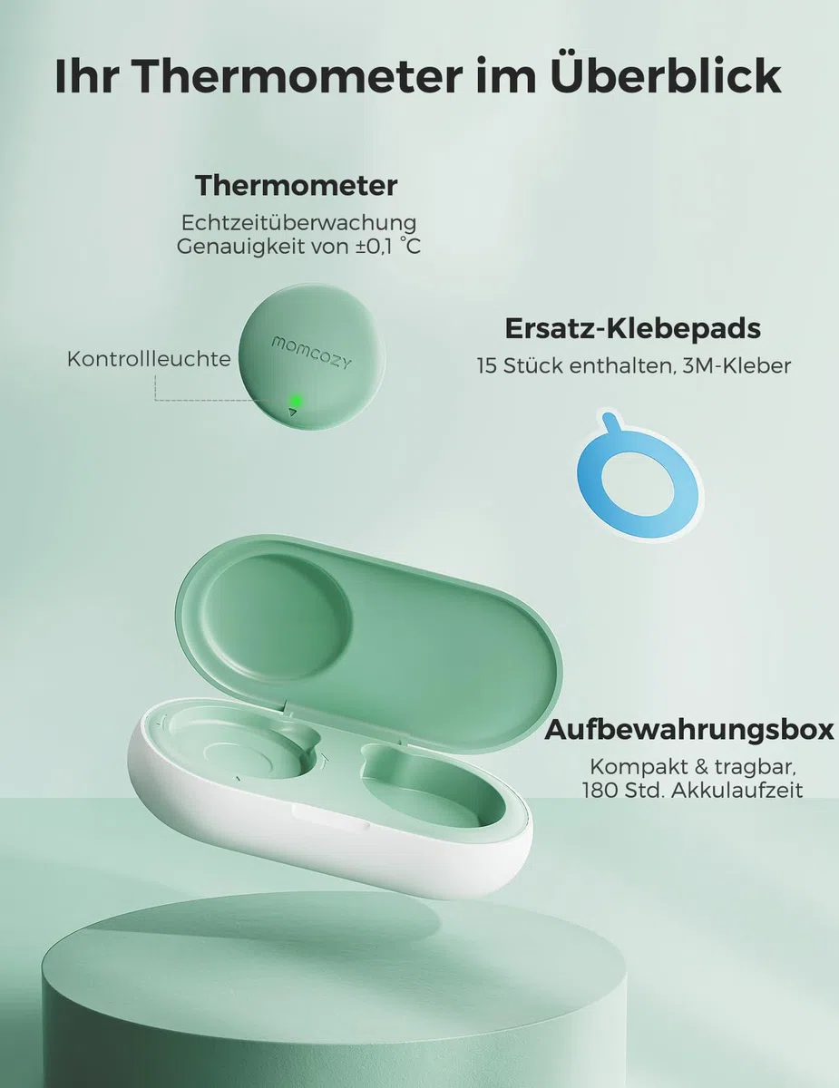 Momcozy Baby Nagelfeile Elektrisch, Sanfter Baby Nageltrimmer Elektrisch Wiederaufladbar&Momcozy Fieberthermometer Baby, Digitales Smartes Baby Thermometer mit App