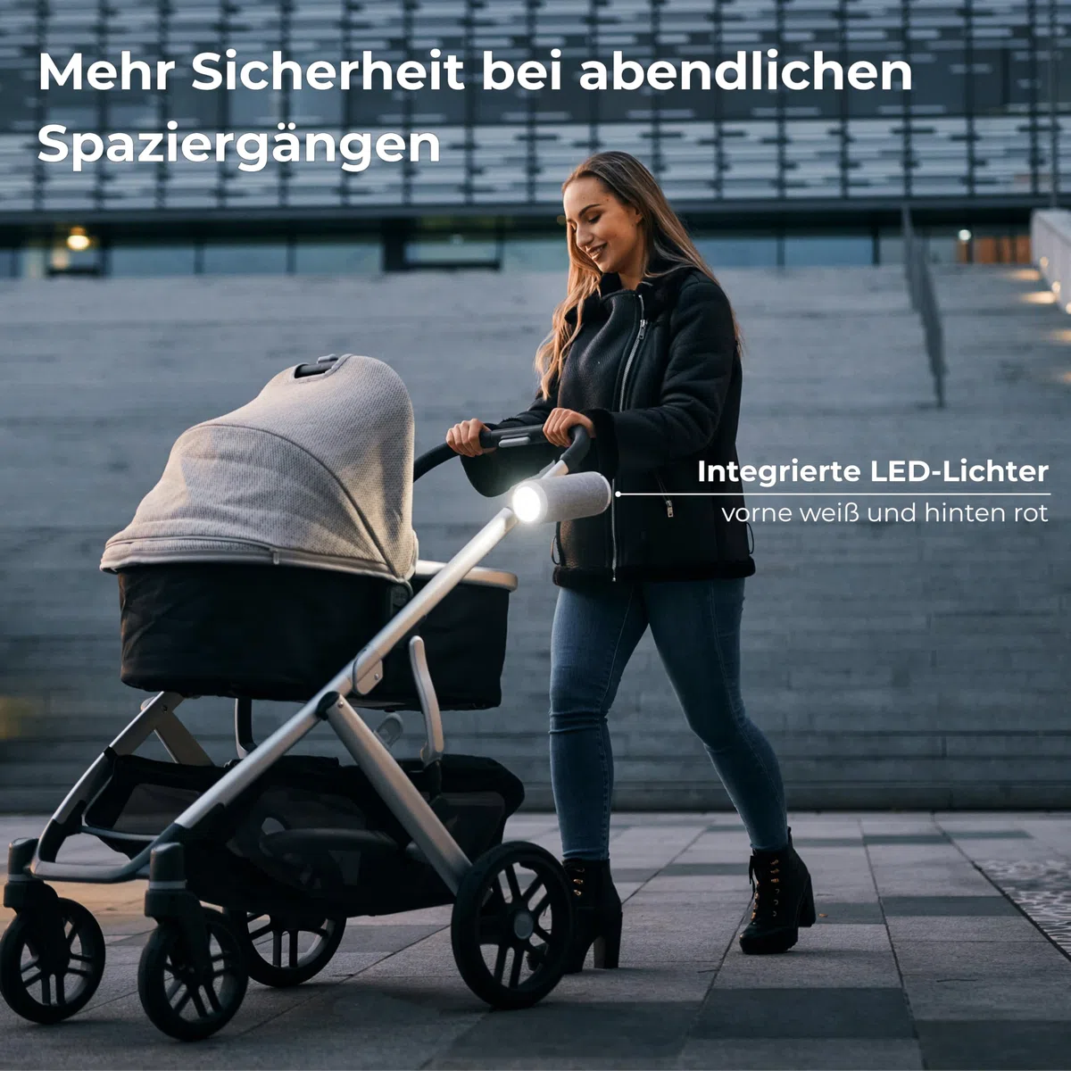 Elektrischer Kinderwagen Schaukler – Einschlafhilfe für Babys, Automatischer Baby Rocker für Kinderwagen & Buggy, 3 Stufen, Leise, 30 Std Akku, USB-C, LED – RockingRide PRO