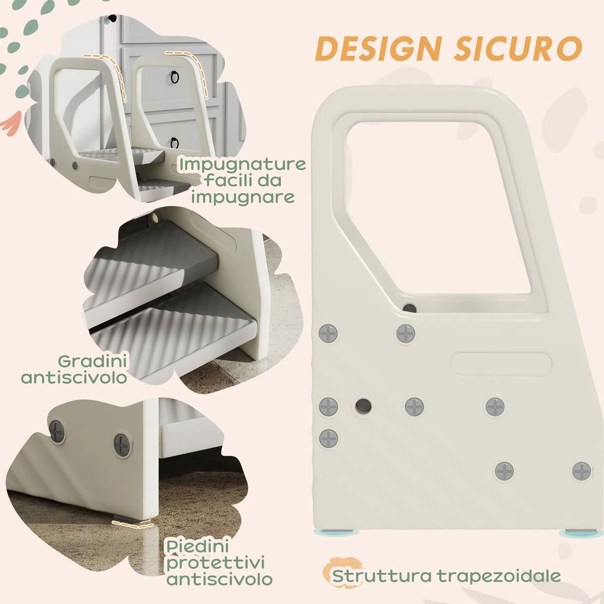 AIYAPLAY Tritthocker Kinder 3 Stufen Höhenverstellbar Kinderhocker Trittschemel mit Handgriffe, Anti-Rutsch-Füßen, Kinderschemel für Badezimmer Küche Waschbecken, für Kinder 2-5 Jahre, Grau