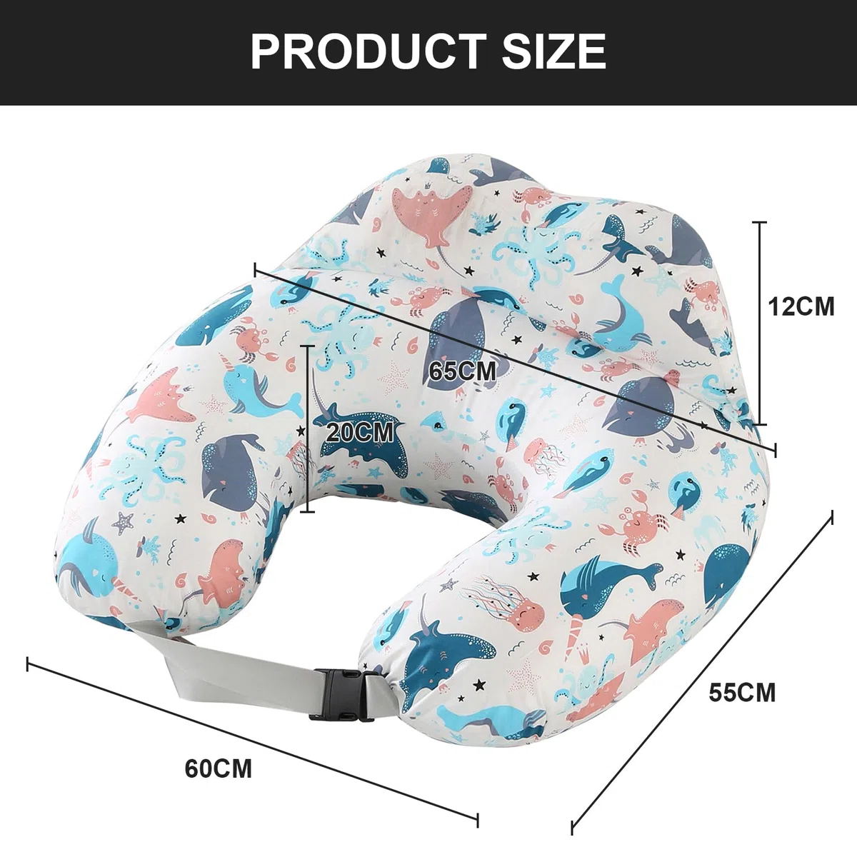 TOPCHANCES Stillkissen Stillkissenbezug Aus 100% Baumwolle Klein Für Baby,Motherhood Stilleinlagen Atmungsaktives,Herausnehmbares Und Waschbares Erstausstattung(Unterwasserwelt 65×55cm)
