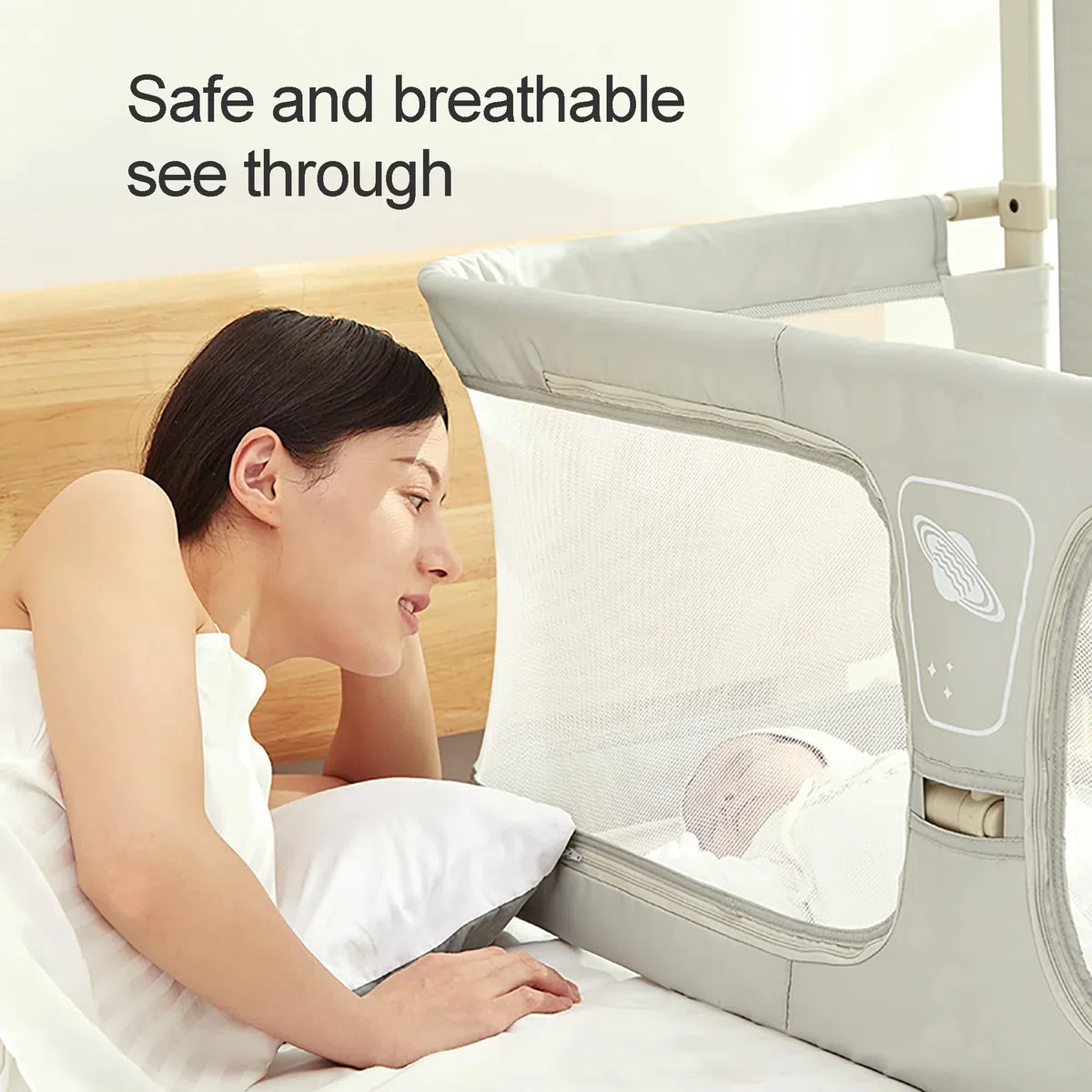 3 in 1 beistellbett Baby,babybett,Babywiege,Baby Bett,Höhenverstellbares, beistellbett Baby boxspringbett,Baby laufstall, der auf das Bett gestellt Werden kann,mit Mückennetz