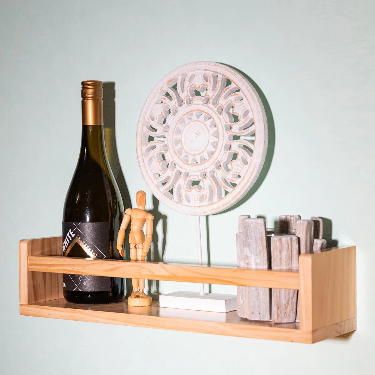 MaLa - 3er Set Natur Bücherregale aus Massivholz – Schweberegal Kinderzimmer Badezimmer Küche Wohnung – Montessori Wandregal für Spielzeug Bilder und Bücher | Abgerundete Ecken