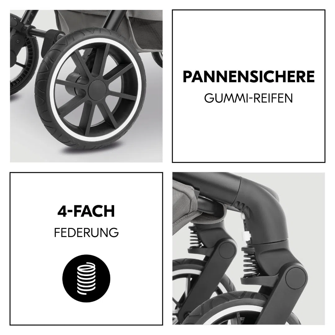 Hauck 3in1 Kinderwagen Set Move N Care mit Drive N Care Babyschale – Kombikinderwagen ab Geburt bis 22 kg mit Federung & wendbarer Sitzeinheit – Dark Grey