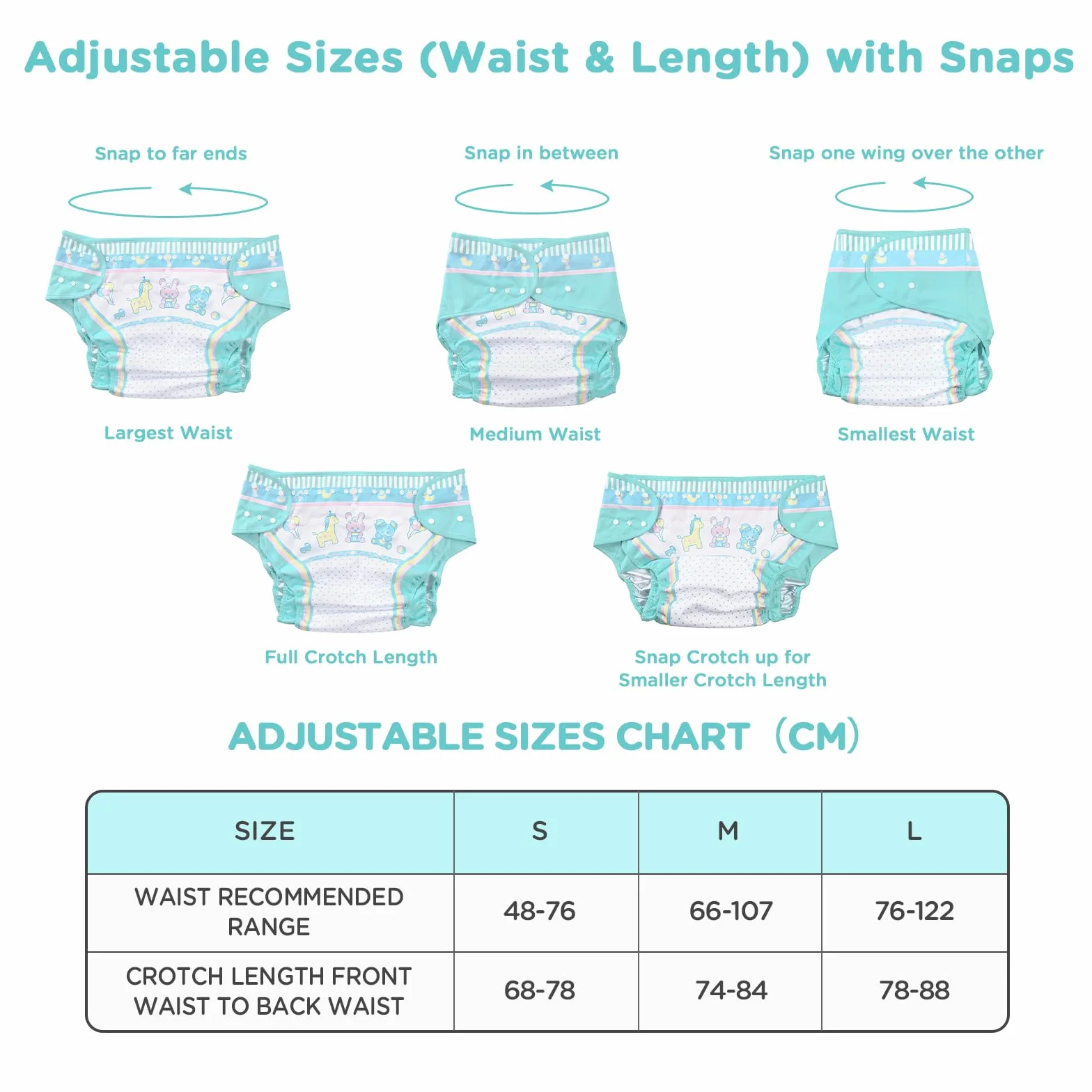 LittleForBig Waschbarer Verstellbarer Wiederverwendbarer Wasserdichter Stoffwindel Überhose Bezug für Erwachsene - Baby Parade Blau M