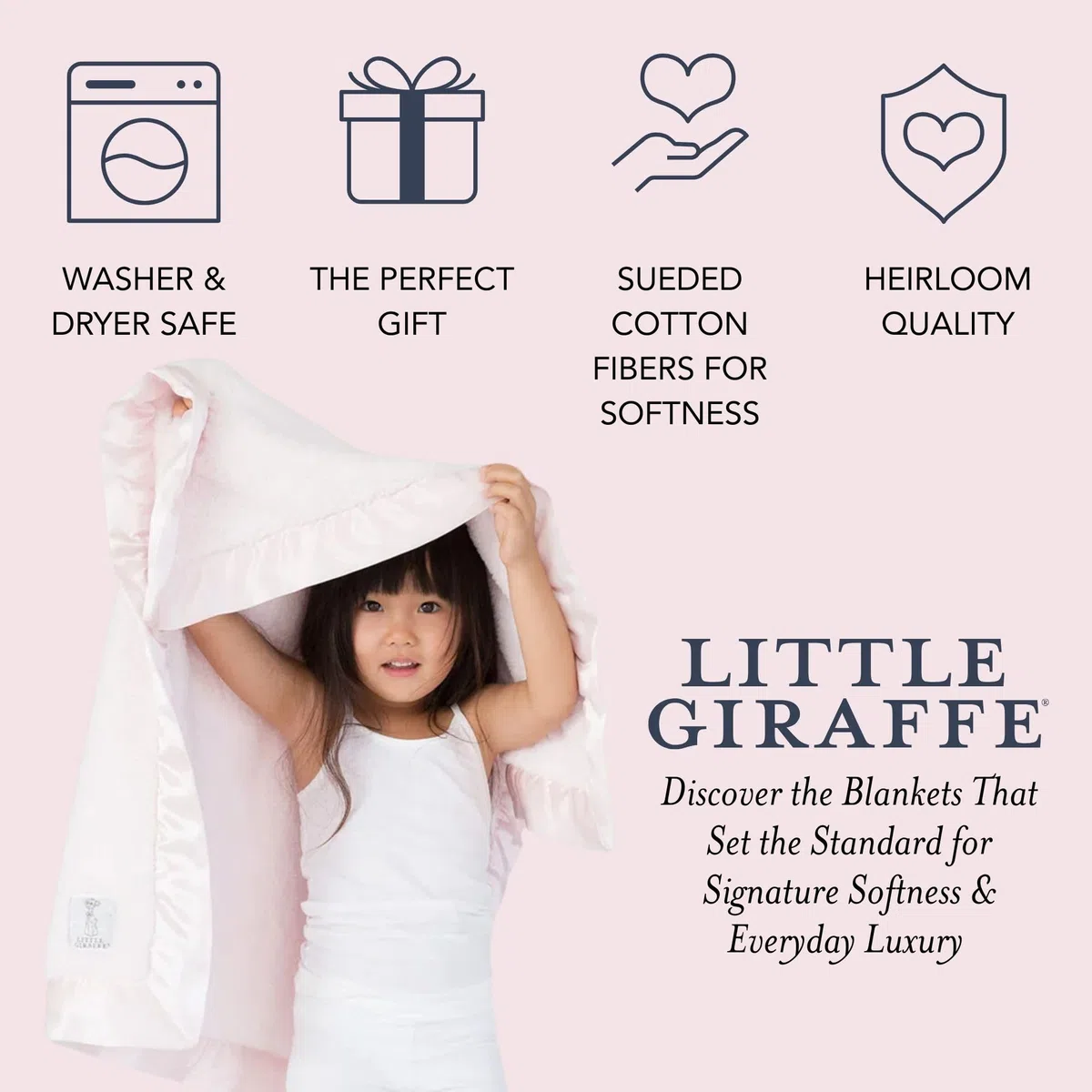 Little Giraffe Einband aus Chenille Pink 73 x 89 cm