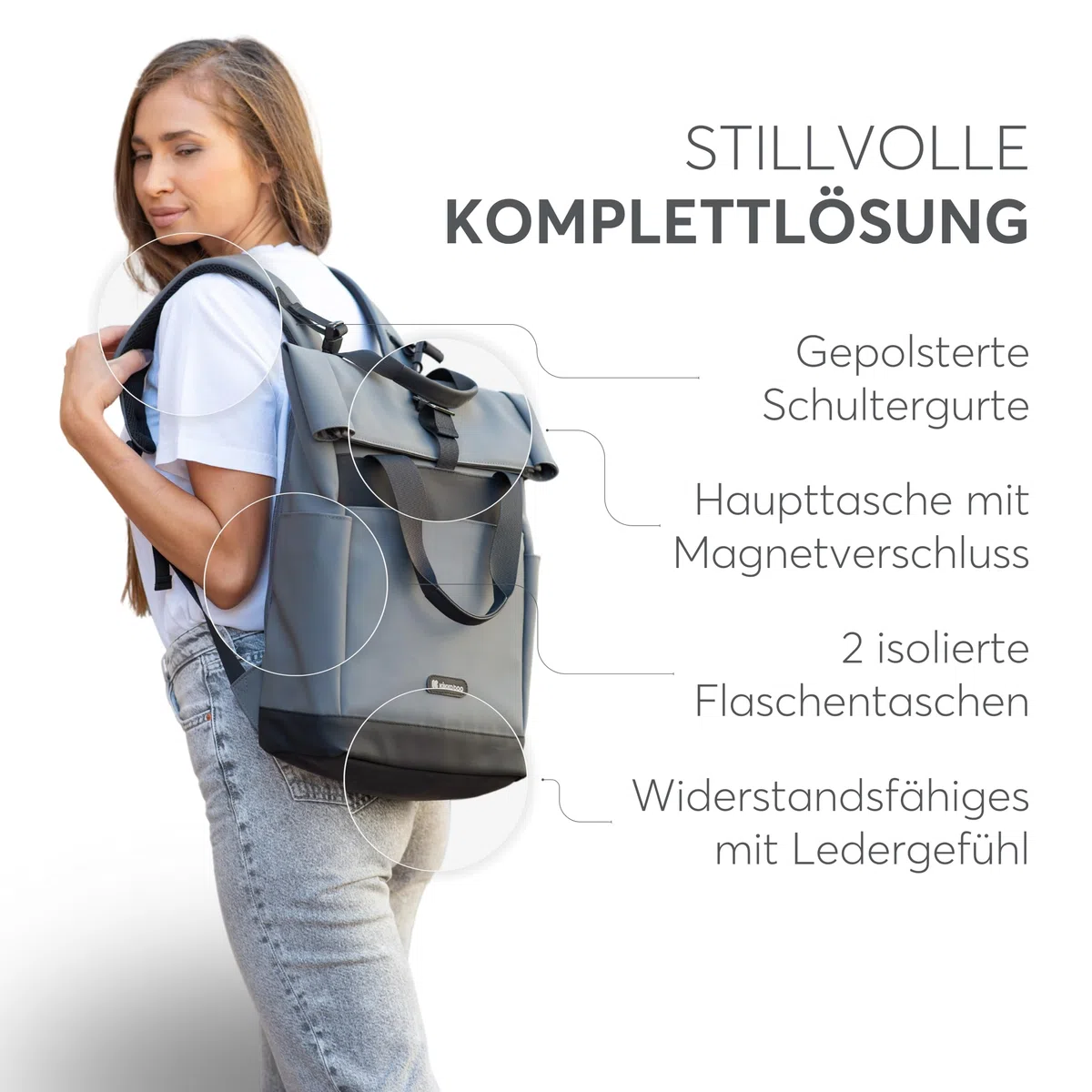 kikka boo CERISE Wickelrucksack, Mommy Bag, Kinderwagenbefestigungen, Große Kapazität, Tragbare Wickelunterlage, Thermotasche, Wasserfeste Tasche, Mehrzwecktasche