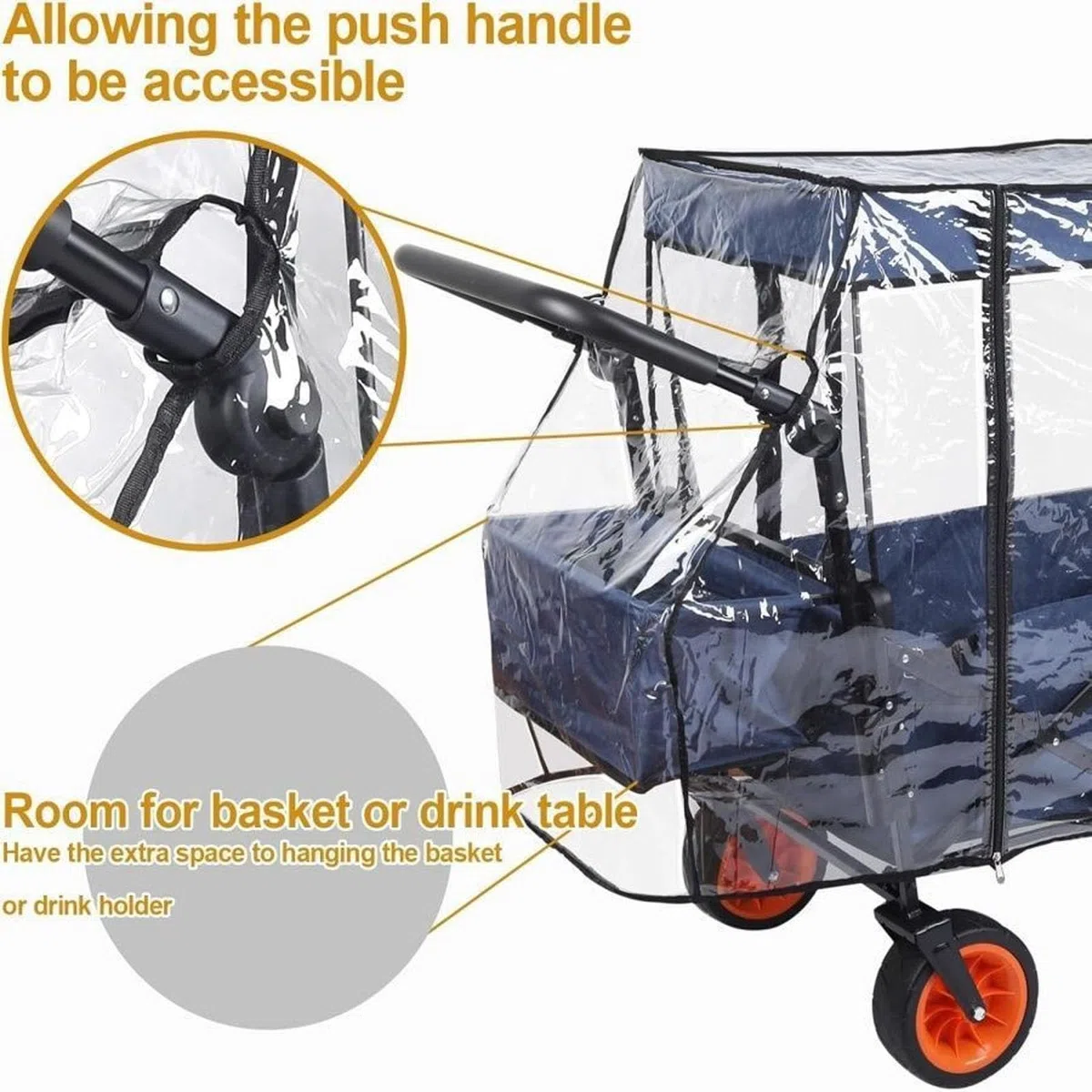Bollerwagen Regenverdeck Transparent Regenschutz für Bollerwagen Kinder Regenabdeckung für Handwagen Faltbare Strand RegenschutzhüLle Verdeck für Bollerwagen Falt(Size:Regenschutz 2pcs,Color:Schwarz)