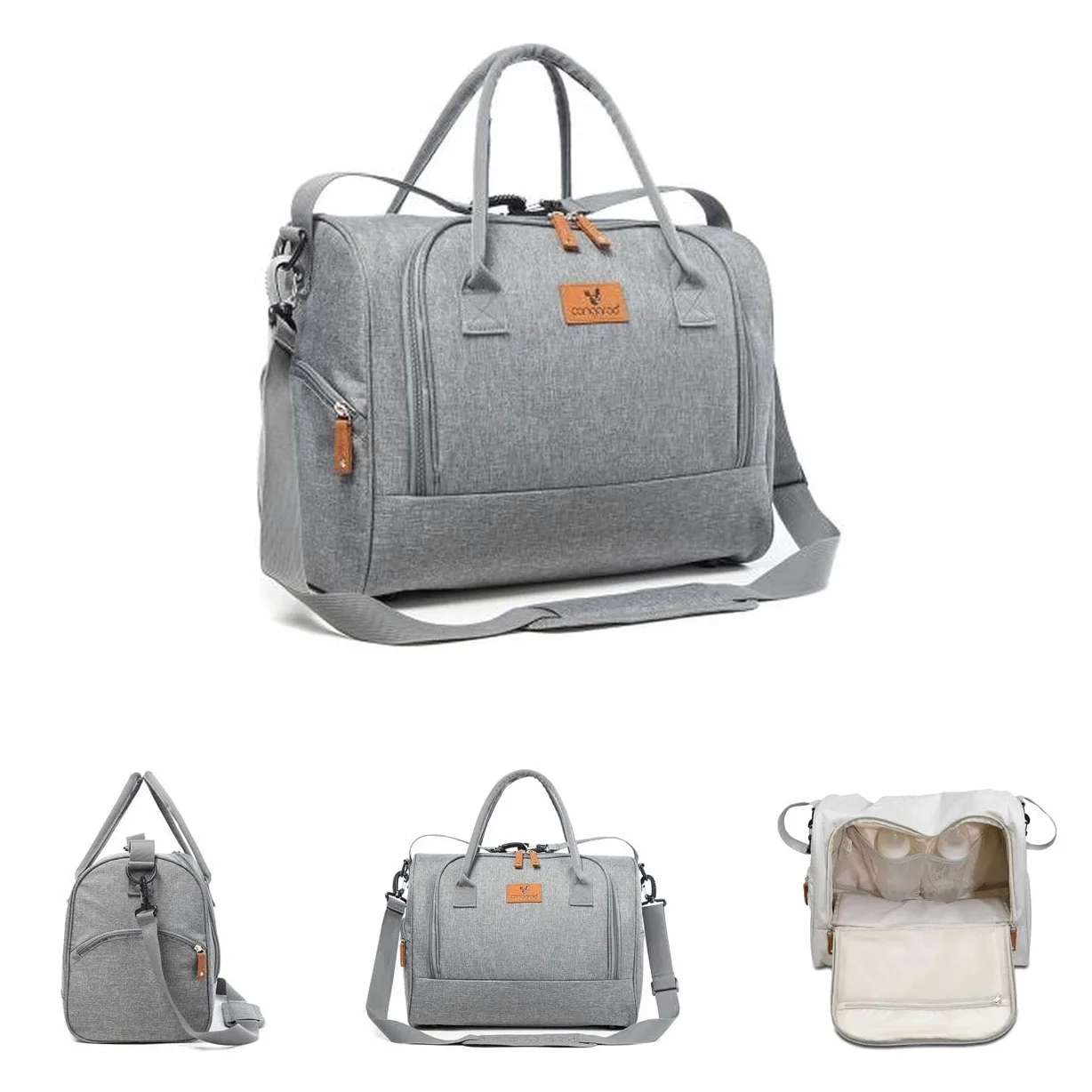 Cangaroo Wickeltasche Jossie Wickelunterlage, Reißverschluss, Gurt verstellbar grau