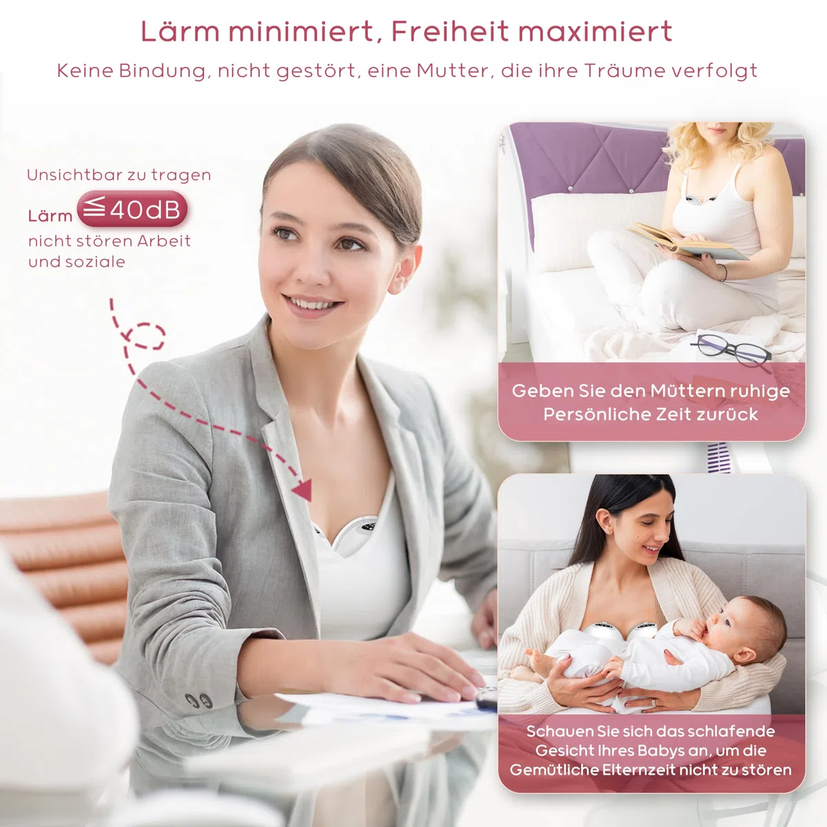 Milchpumpe Elektrisch tragbare, Elektrische Milchpumpe Handsfree 4 Modi, 12 Stufen, komfortabler Flansch, Starke 300 mmHg Saugleistung, leise abpumpen mit Ersatzzubehör im Lieferumfange (2 Packs)