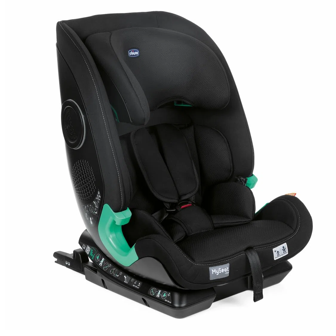Chicco MySeat, Autositz, mit Isofix-System, Verwendung mit Integrierten Gurten mit Autogurten, Liegend, Höhenverstellbar, ECE R 129/03 - L Size Zugelassen, 76-150cm, ab 15 Monaten