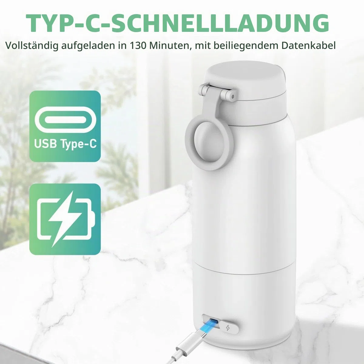 Tragbarer Flaschenwärmer Baby Unterwegs 500ml Flaschenwärmer mit Lange Akkulaufzeit 11000mAh 35-70℃ Einstellbar Babyflaschenwärmer Schnelles Aufheizen für Muttermilch und Wasser