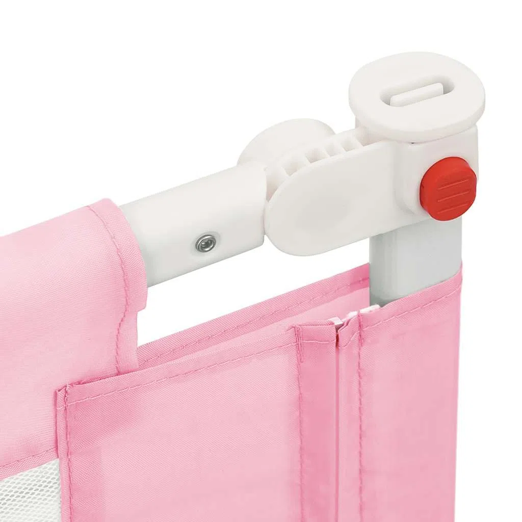 Kleinkind-Bettschutzgitter Rosa 100x25 cm Stoff mit Verstellbarer Höhe, Rausfallschutz und Seitenschutz für Kinderbett, Bettschranke für Babysicherheit im Schlafzimmer und Reisebett