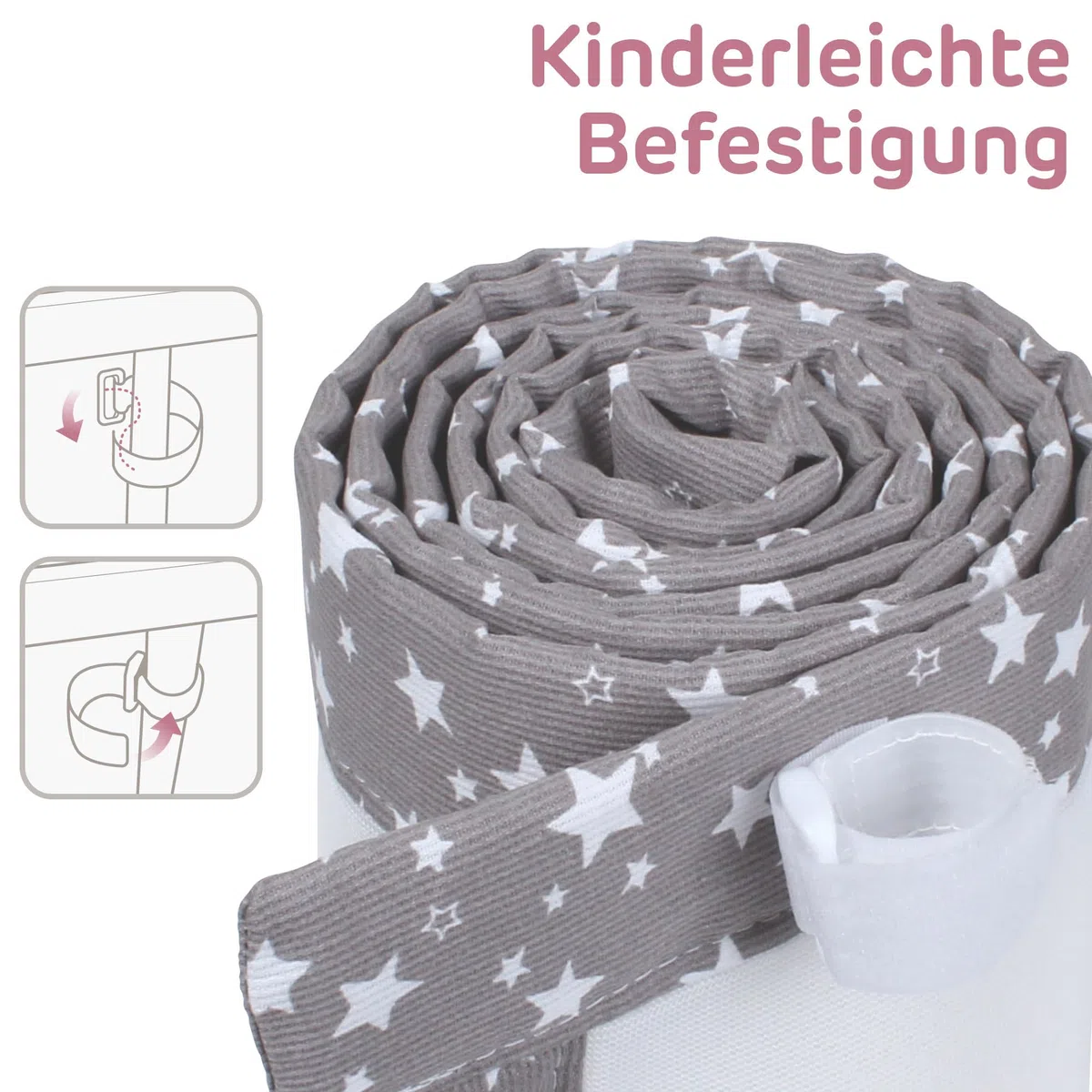 babybay Nestchen 3D Mesh-Piqué passend für Modell Boxspring XXL, taupe Sterne weiß