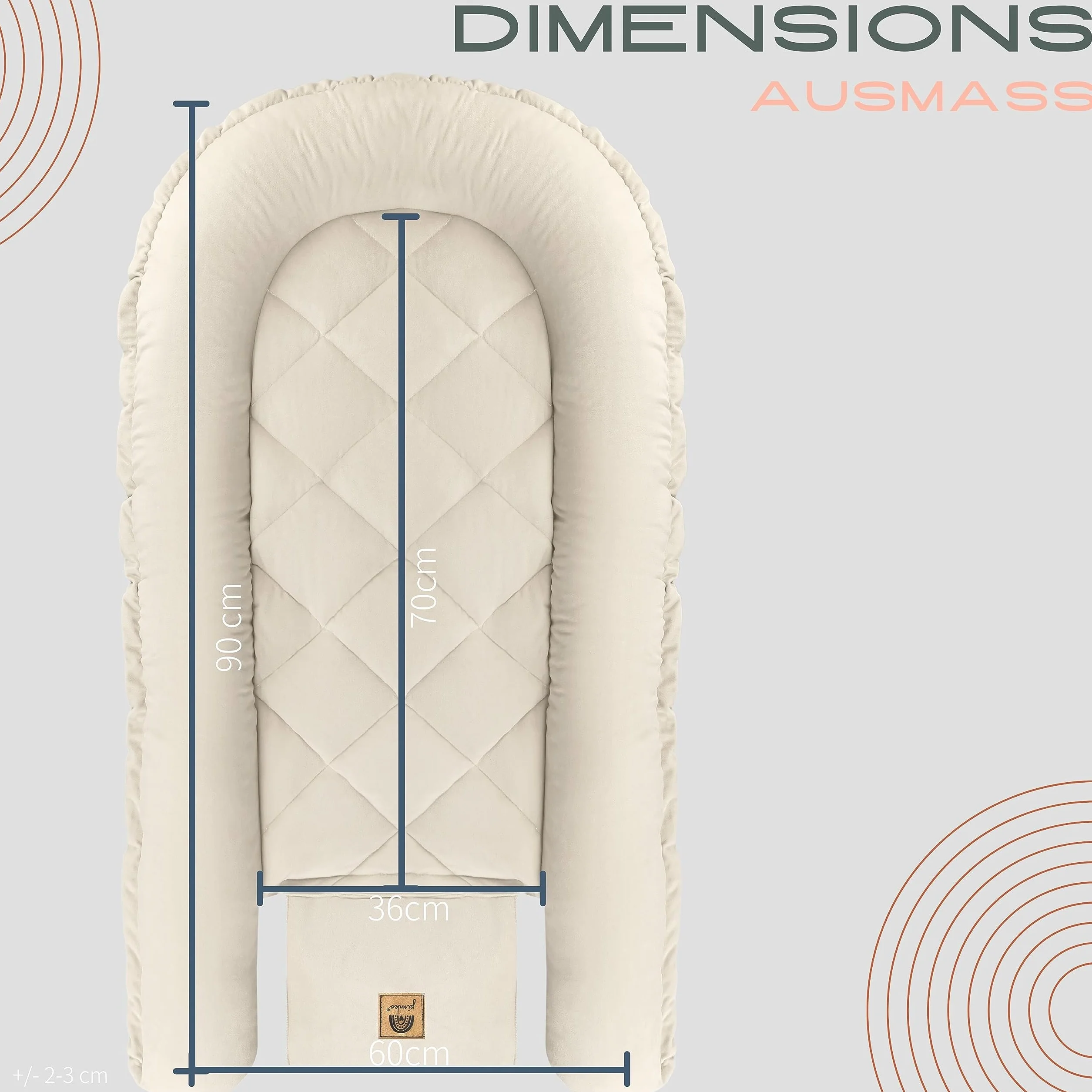 PIMKO Multifunktionale 2seitig Babynest Kuschelnest Kokon für Babys Nestchen antiallergischre Neugeborene Kokon 55 x 90cm Velvet - Beige mit Klappe