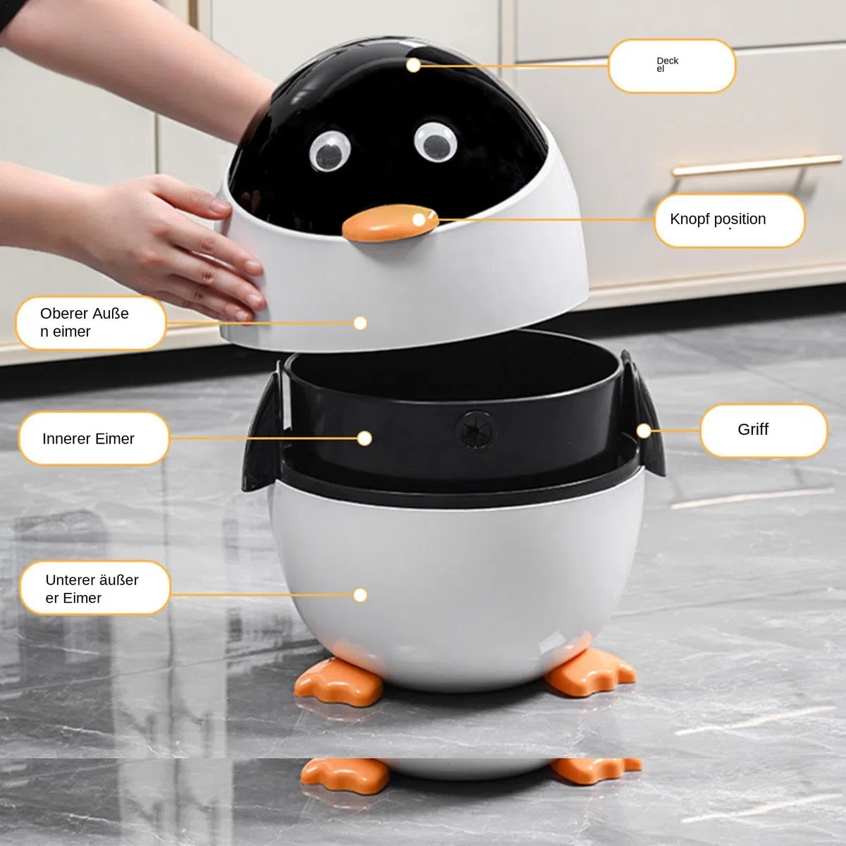Pinguin-Abfallkorb – Cartoon-Abfallbehälter Für Kinderzimmer | Pinguin-Mülleimer, Schreibtisch-Mülleimer, Pinguin-Mülleimer, Pinguin-Mülleimer, Mülleimer In Tierform Für Auto, Zuhause, Schlafzimmer