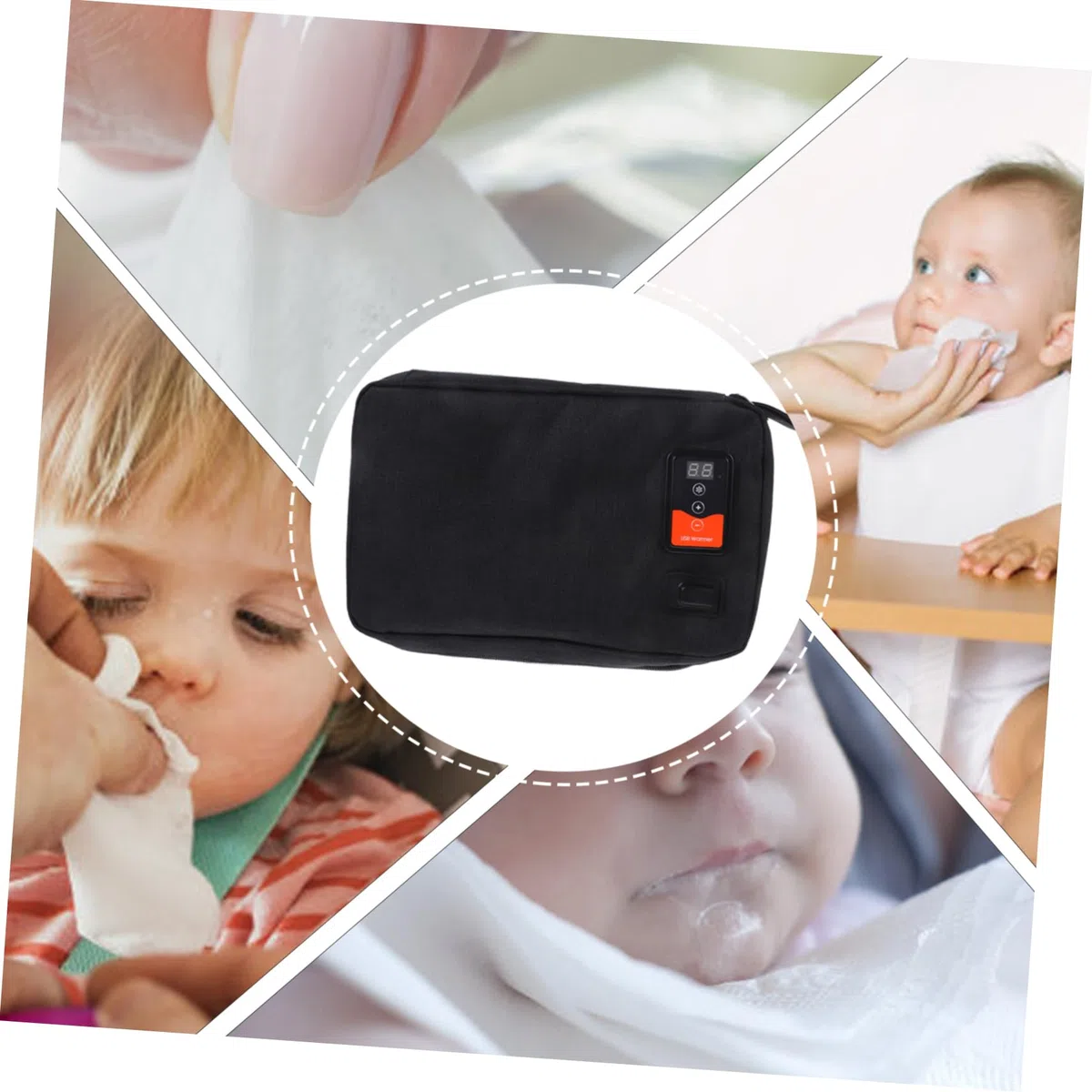 ORFOFE Tragbarer Feuchttuchwärmer mit USB Ladung Neopren Material und Einstellbarer Temperatur Kapazität für 20-80 Tücher Geeignet für Drinnen Sowie Draußen
