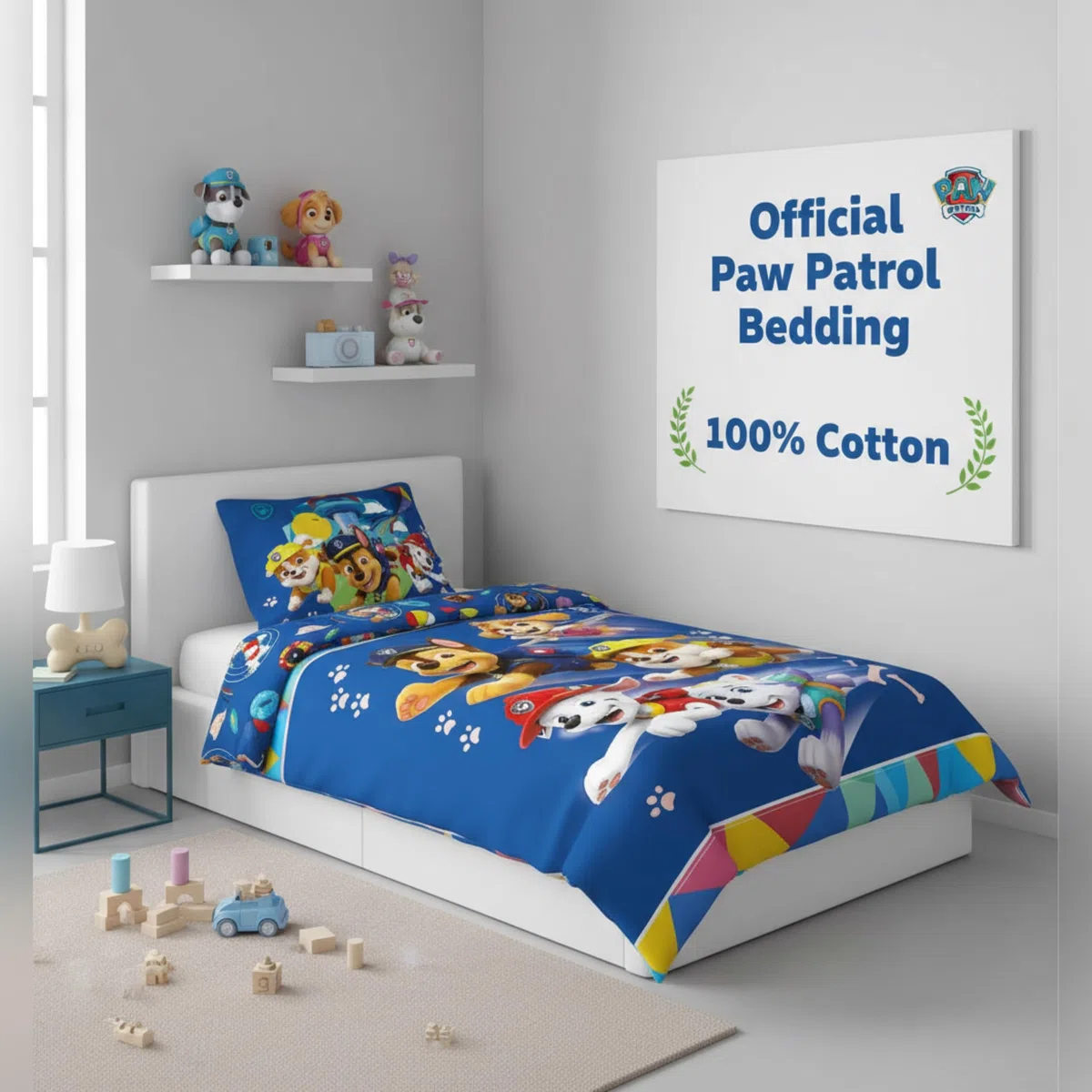 Paw Patrol Bettwäsche Set 140x200cm mit Kissenbezug 60x65cm | 100% Baumwolle | Motiv "Rescue Team Adventure" | Weiche und atmungsaktive Kinderbettwäsche Set | Chase, Marshall