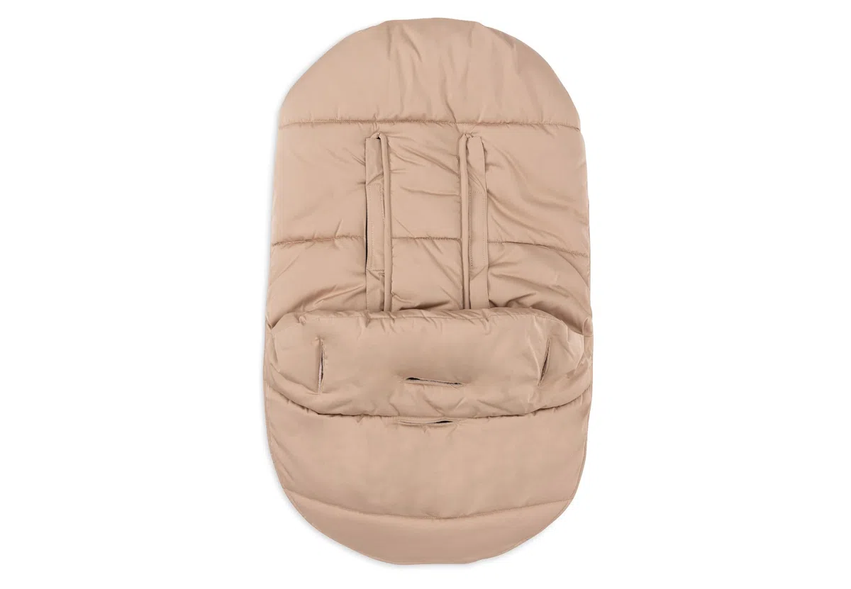 Jollein Fußsack Puffed - Biscuit - Für Babyschale Kinderautositz Gruppe 0+ und Kinderwagen - Für 3-Punkt- und 5-Punkt-Gurt