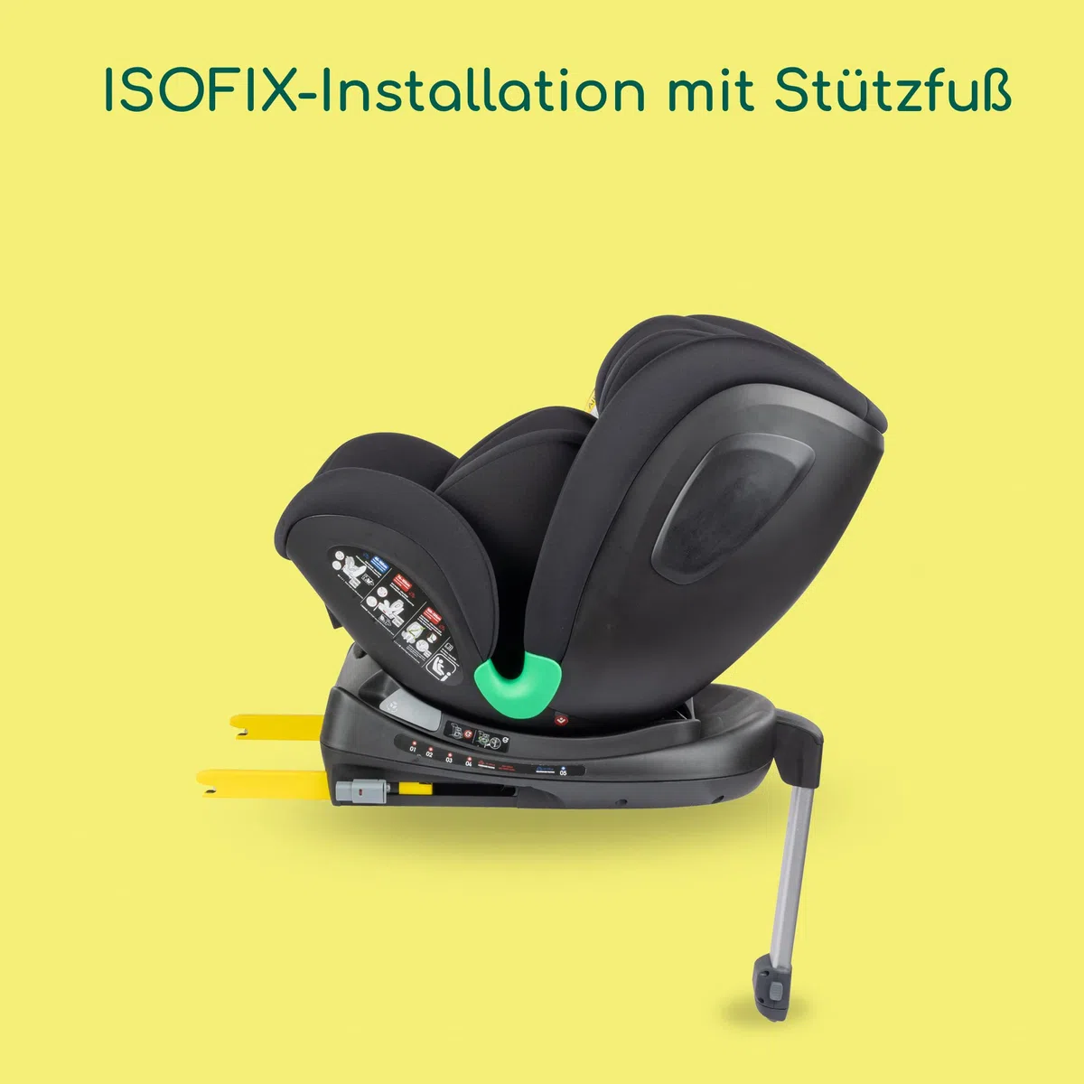 Bebeconfort EvolveFix Plus i-Size, Autositz 360 Drehbar, 0–12 Jahre, 40–150 cm, ISOFIX Kindersitz Drehbar, 10 Kopfstützenpositionen, 4 Liegepositionen, Seitenaufprallschutz, Funktionsgewebe,Black Mist