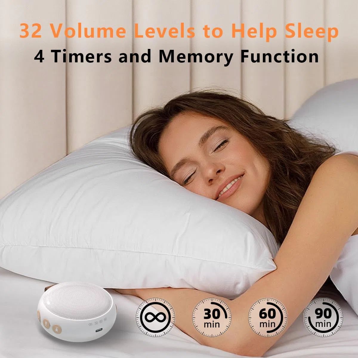 Tragbare Soundmaschine Baby White Noise Machine Travel Noise Machine mit 30 beruhigenden Geräuschen für Neugeborene Kinder Erwachsene Akku Schlaf Braun Rauschen Masker 4 Timer Speicherfunktion für