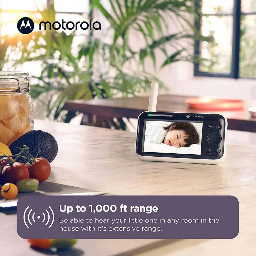 Motorola Nursery PIP1610 HD WiFi Video Babyphone mit 5" HD 720p Elterneinheit App – Ferngesteuertes Schwenken, Neigen und Zoomen – Zwei-Wege-Gespräch – Sicher und privat