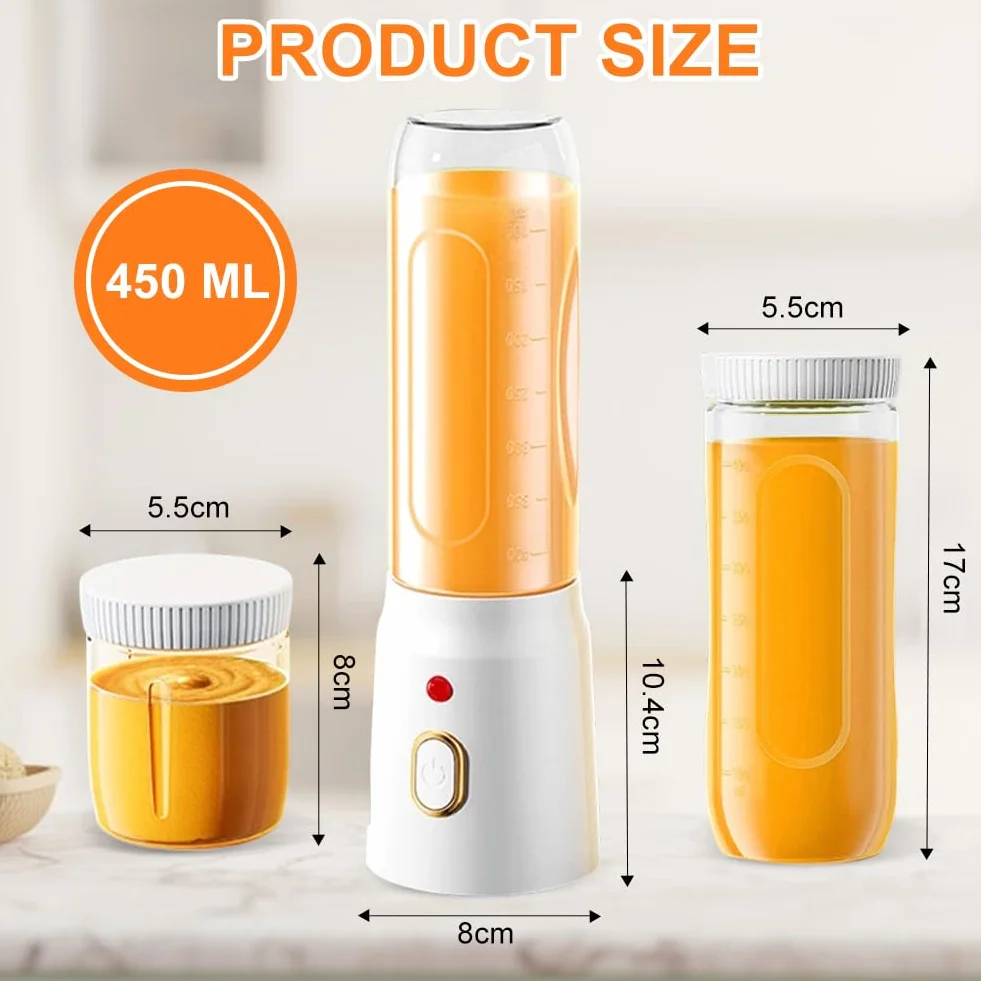Tragbarer Mixer Smoothie Maker to go, 500ml Portable Blender Mixer mit 10-Klingen, Tragbarer saftmixer mit Mini Beikostbecher mit deckel USB Wiederaufladbarer für Saft Shake Smoothie und Babynahrung