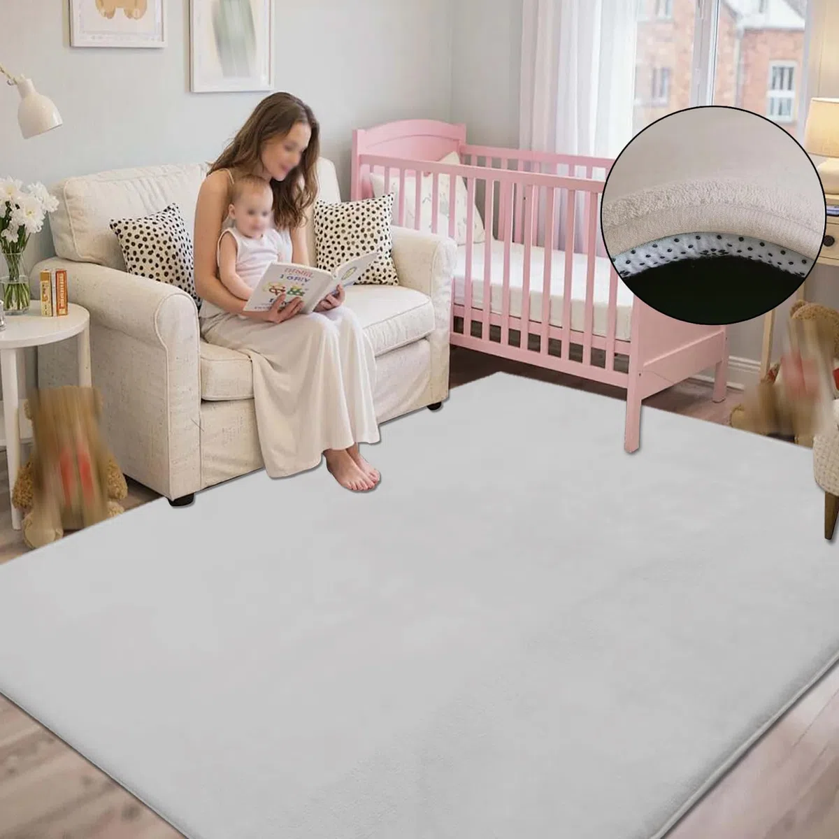 2cm Dicke Krabbelmatte Baby Spielteppich Rutschfester Tatami Matte 160 x 160 cm Extra dick und Spielmatt, Silbergrau Teppich für Wohn und Kinderzimmer