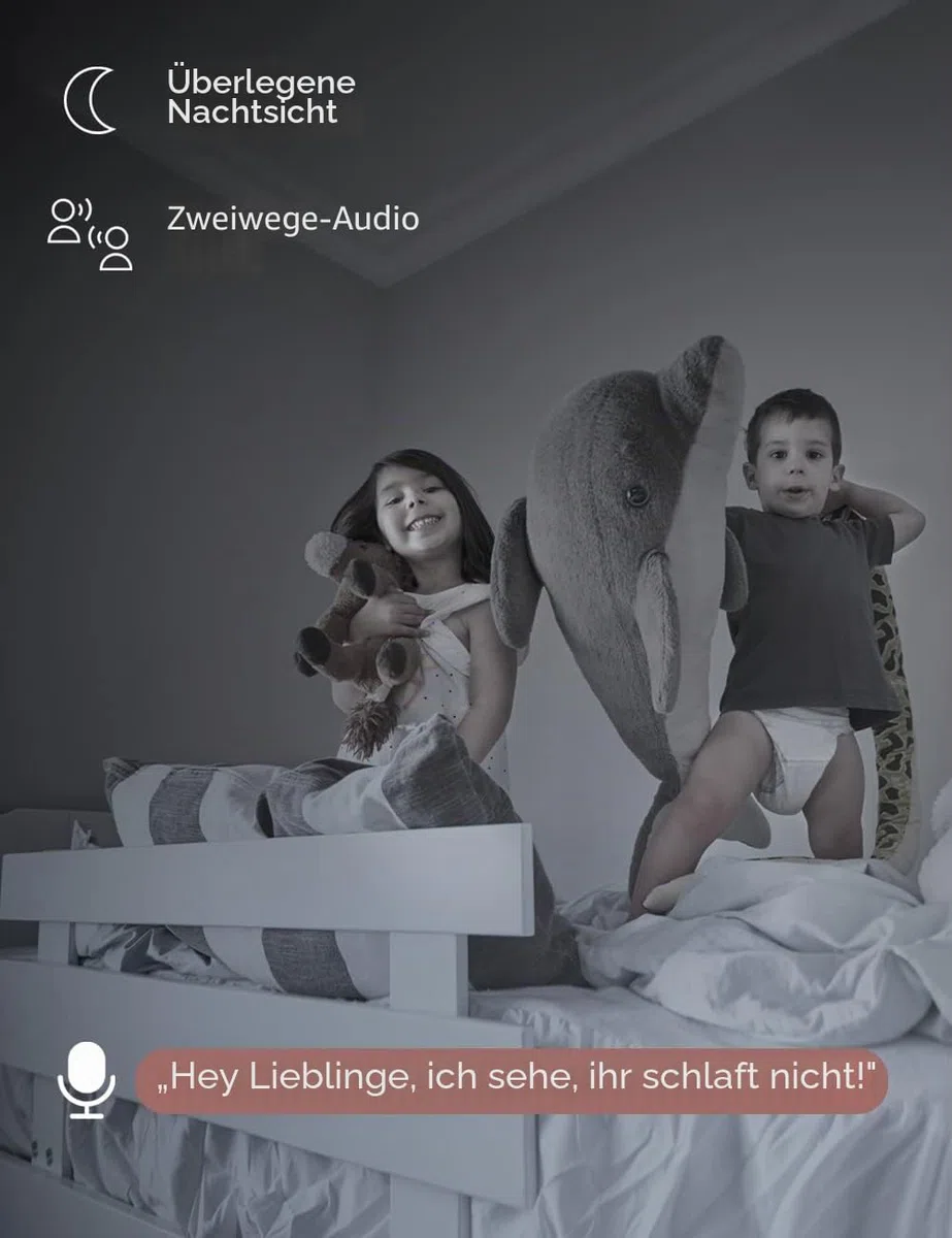 [Exklusiv bei Amazon] Nooie Babyphone mit Micro-SD-Karte, WLAN-Haustierkamera für den Innenbereich, kabellose 360-Grad-IP-Kamera, 1080P, Bewegungsverfolgung, Super-IR-Nachtsicht, mit Alexa