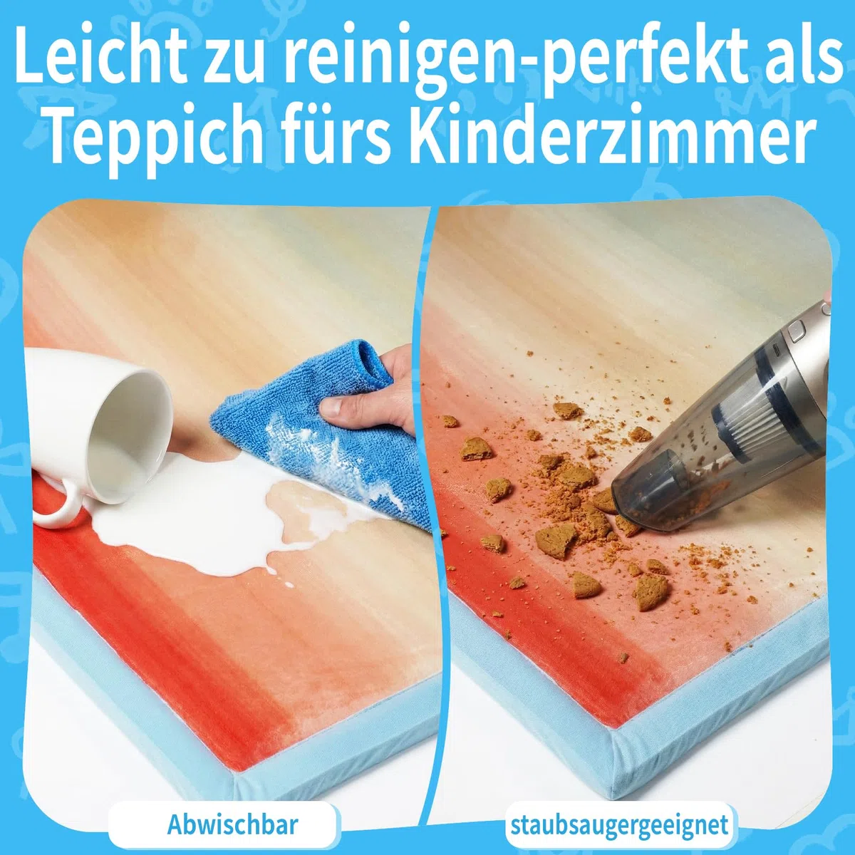 jxgzyy Krabbelmatte Baby 150x200x3 cm, Dicker Memory-Schaum Mit Rutschfestem Rücken, Superweicher Künstlicher Samt Spielmatte Baby für Den Boden, Bunte Teppich Kinderzimmer In Regenbogenfarbe