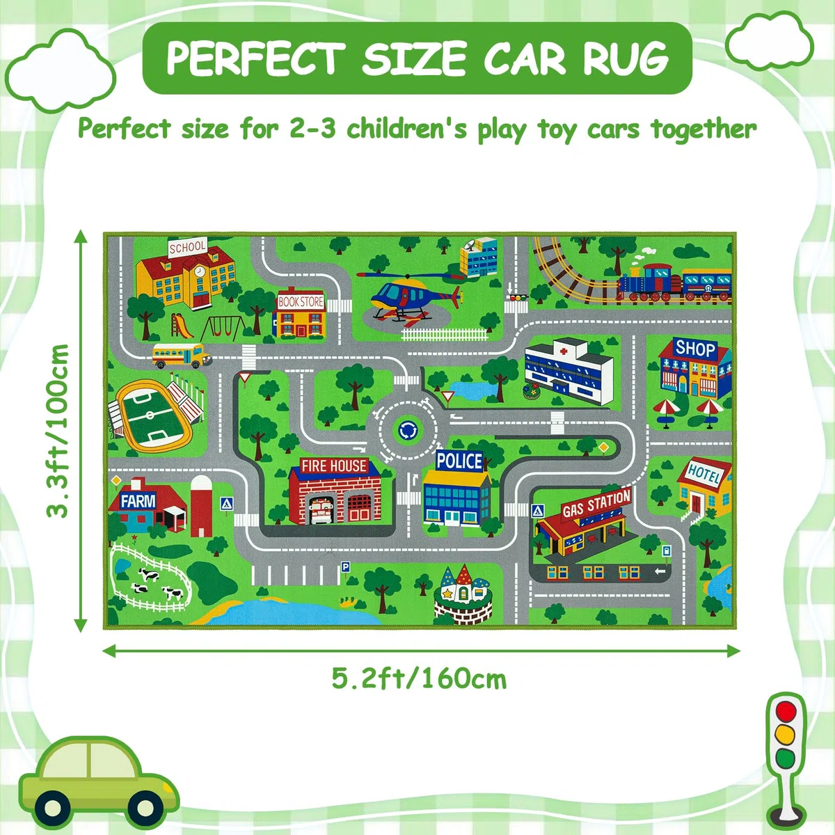 Capslpad Kinder Teppiche,Spielteppich für Kinder Stadtstadt Straße 160x100 cm Kinderteppich Spielmatte Lernbereich Teppich Pädagogischer Spielteppich für Kleinkinder Schlafzimmer