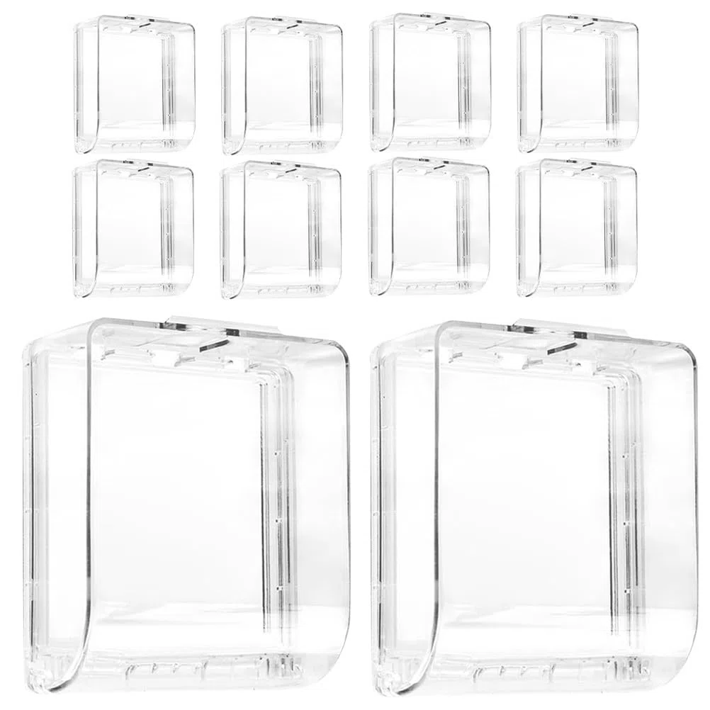 SOLUSTRE 10 Stück Baby-Sicherheits-Steckdosengehäuse, wasserdicht, durchsichtiger Kunststoff, Außensteckdosenabdeckung, Wandsteckdosen-Spritzschutz für Küche, Badezimmer, Außenbereich