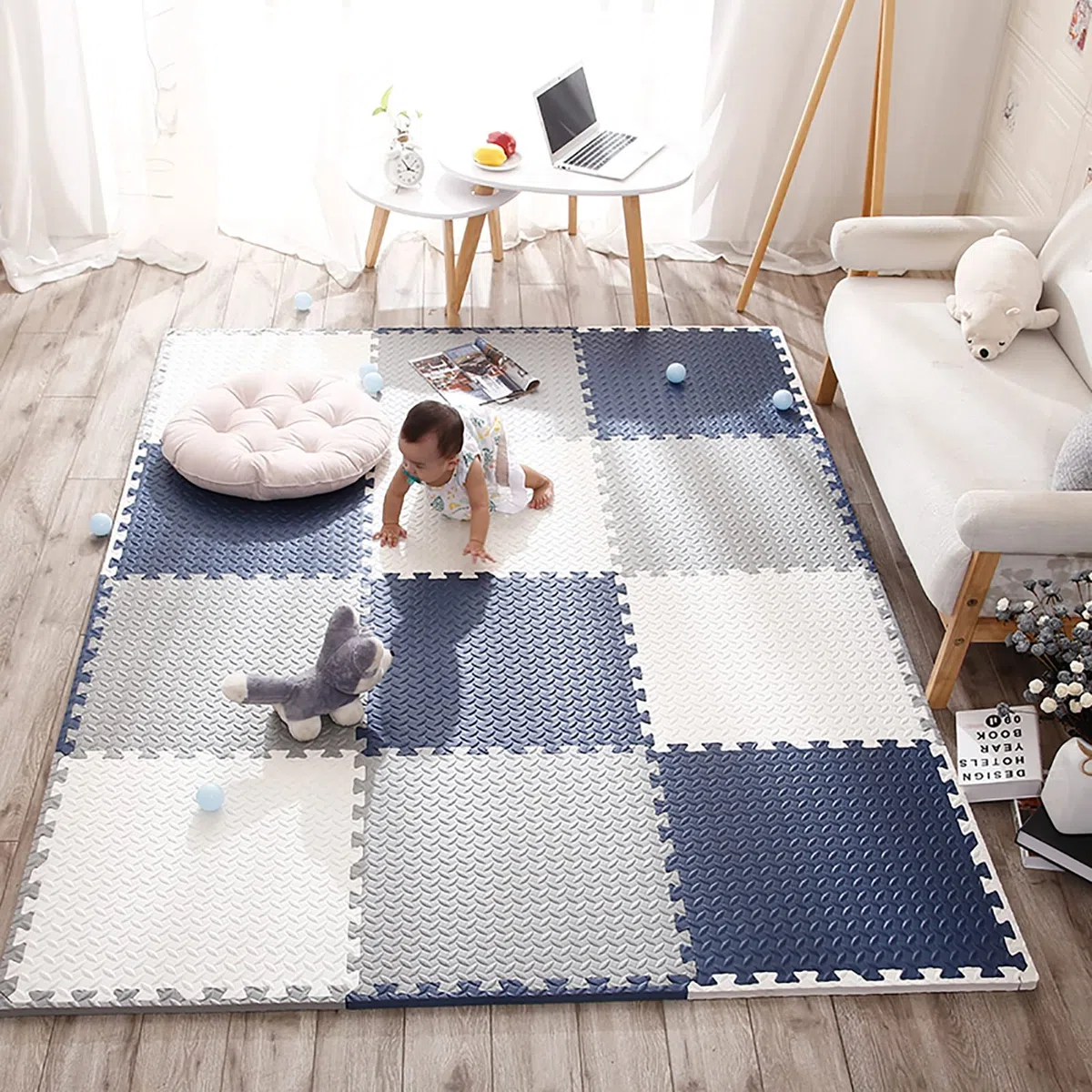 Puzzle Matte PE Schaumstoff Puzzlematte Baby - Krabbelteppich 60X60 Große Bunter Spielmatte Kinder rutschfest Bodenschutzmatte Krabbelmatte Spielteppich Gymnastikmatte,K,8Pcs