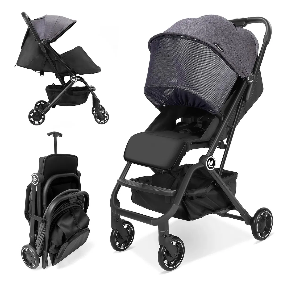 Leichter Kinderwagen, Kompakter Reisebuggy mit Ausziehbarem Fußsack & Schlafverdeck, Einhand-Einfaltbarer Buggy, Verstellbarer Sitz für Kleinkinder 0-36 Monate
