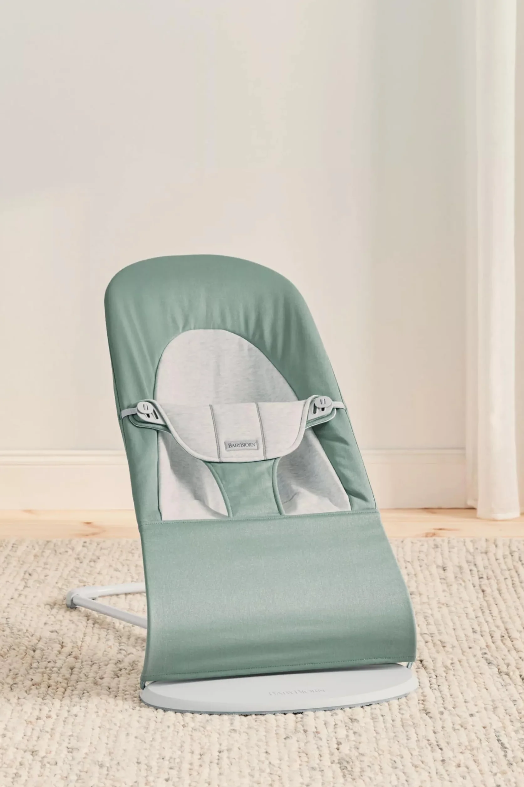 BabyBjörn Babywippe Balance Soft,Gewebt/Jersey, Graugrün/Grau