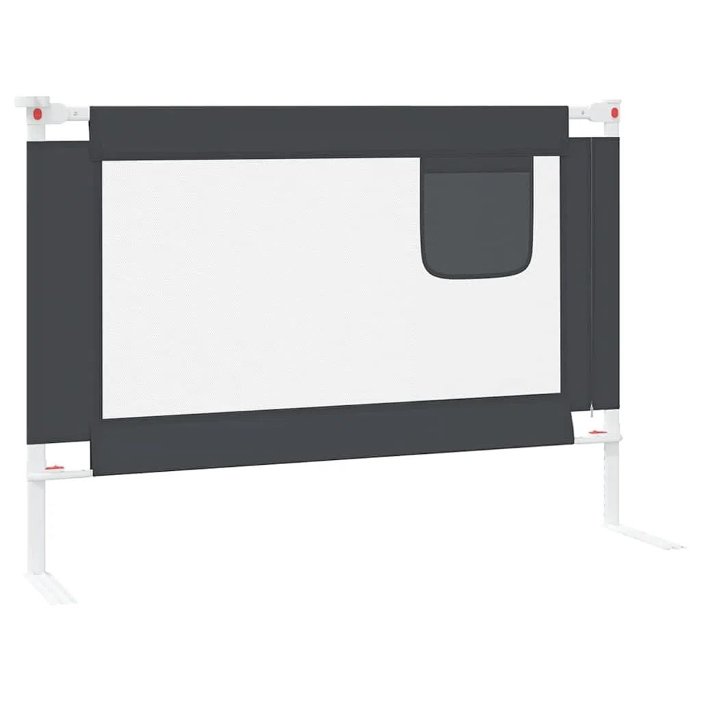Kleinkind-Bettschutzgitter Dunkelgrau 90x25 cm Stoff mit höhenverstellbarem Seitengitter, klappbar und stabil für Kinderbett, Babybett und Elternbett als sicherer Rausfallschutz