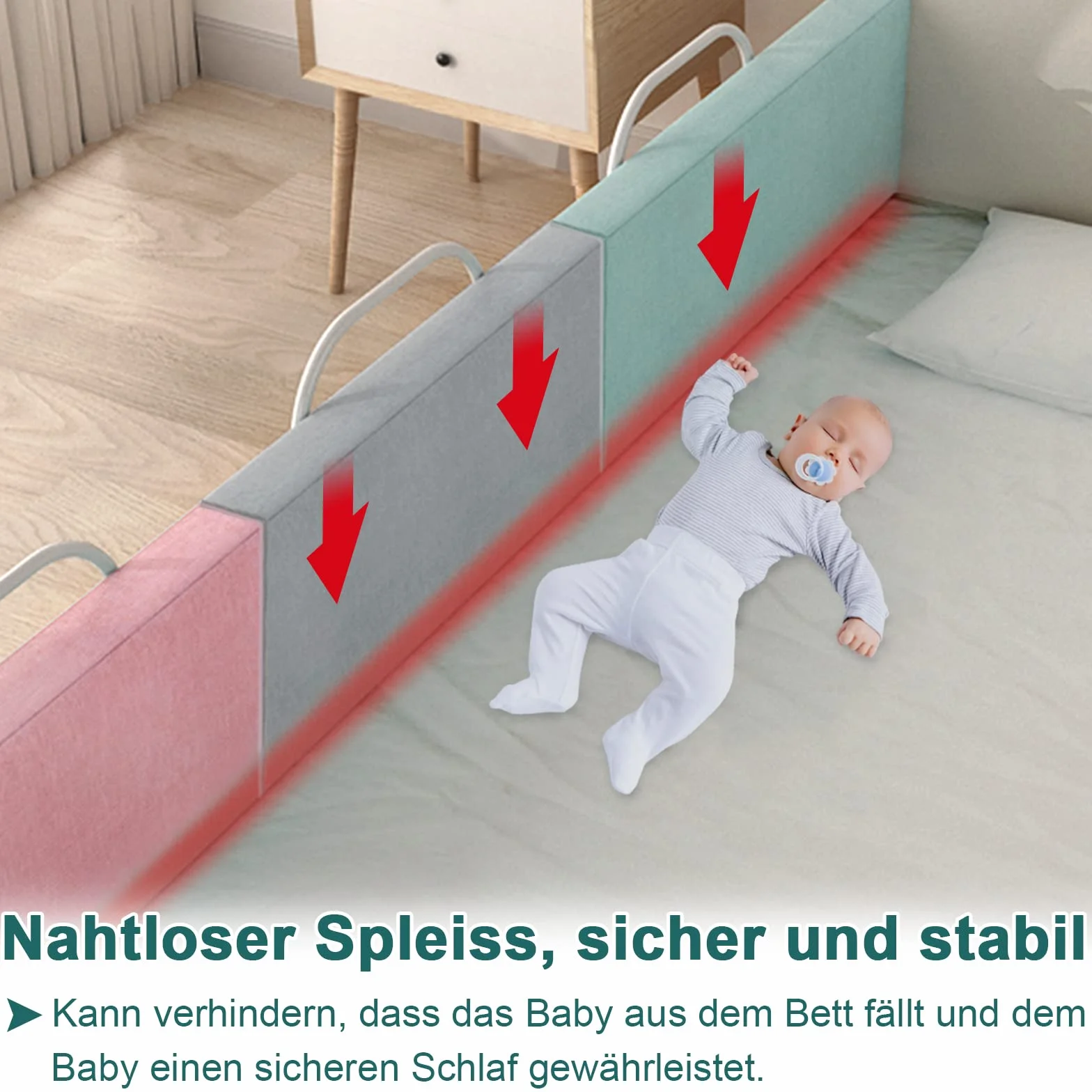 UISEBRT 3 Stück Bettgitter 50cm Rausfallschutz Bett, Bettschutzgitter für Kinder 5-Loch Höhenverstellbar Kinderbettgitter Sicherheitsschutz für Kleinkinder, Babys und Kinder, 150cm, Grau