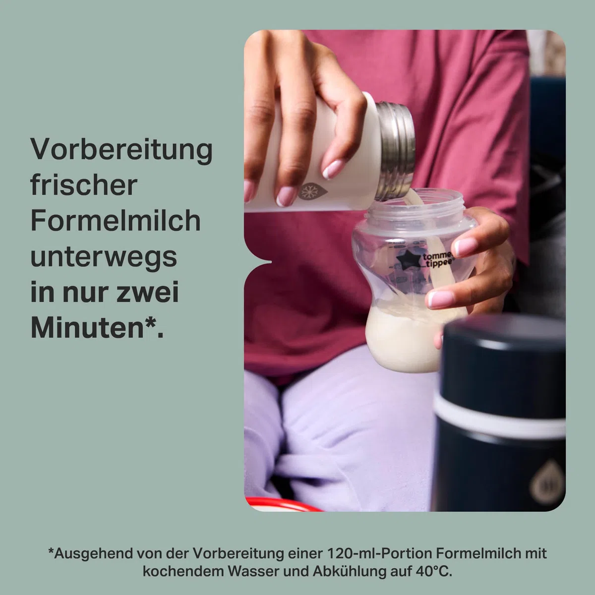 Tommee Tippee PrepGo Zubereiter-Set, Kühlt Babymilch zur guten Temperatur in nur 2 Minuten, Transportierbare Thermosflaschen, Temperaturdisplay