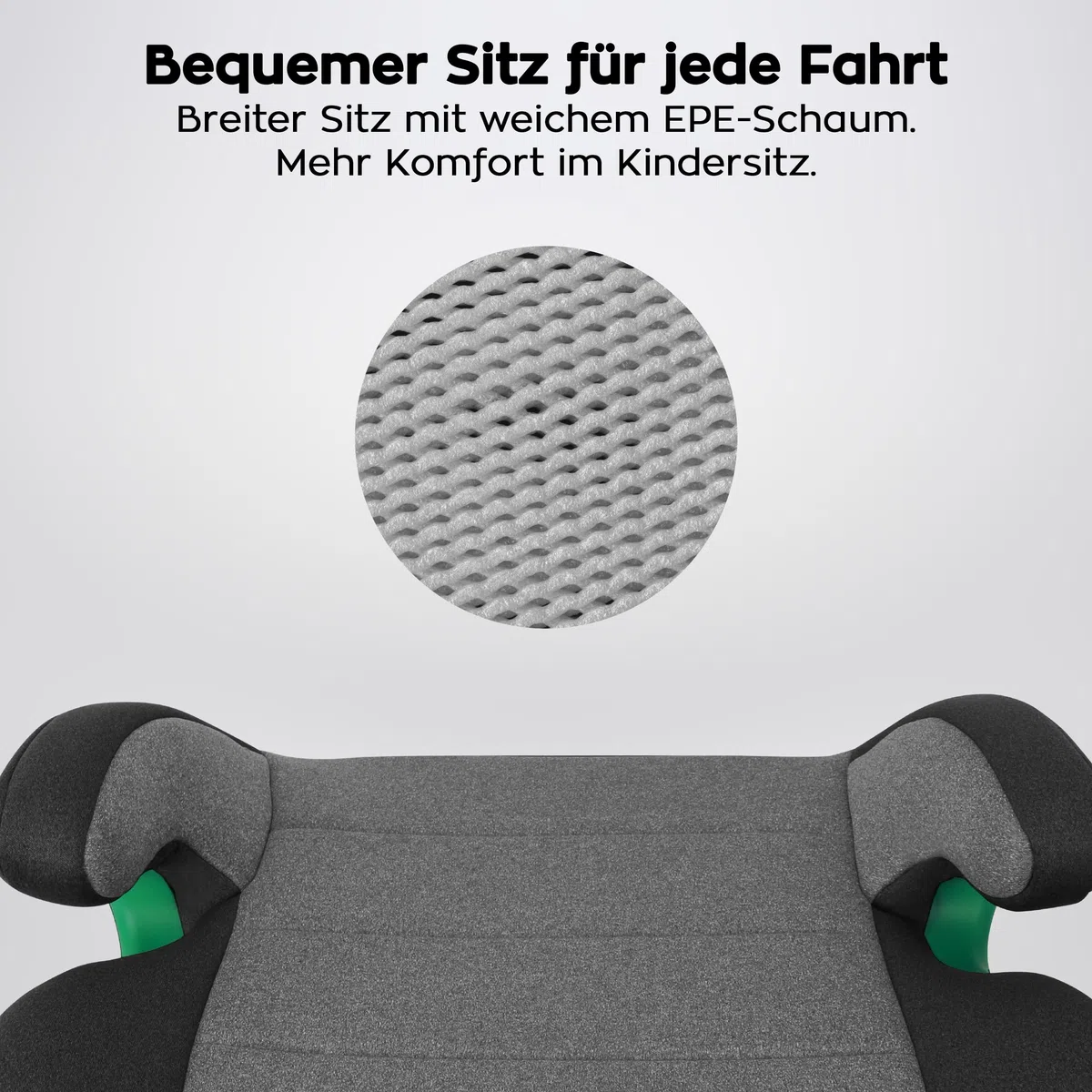 Tulano Cabby 35 Kindersitz - 15–36 kg - 125–150 cm ab 4 Jahren - ISOFIX | sichere Sitzerhöhung Auto Kinder - Vorwärtsgerichtet - ergonomisch gepolsterte Sitzfläche - waschbarer Bezug – Grau