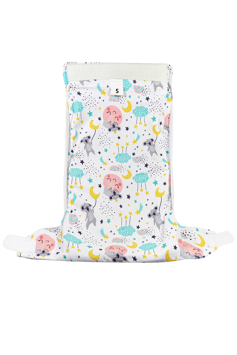 Petit Lulu Spreizhöschen für breites Wickeln//Spreizwindelhosen/Größe S (3-6 kg)/ Klett (Dreaming Koalas)