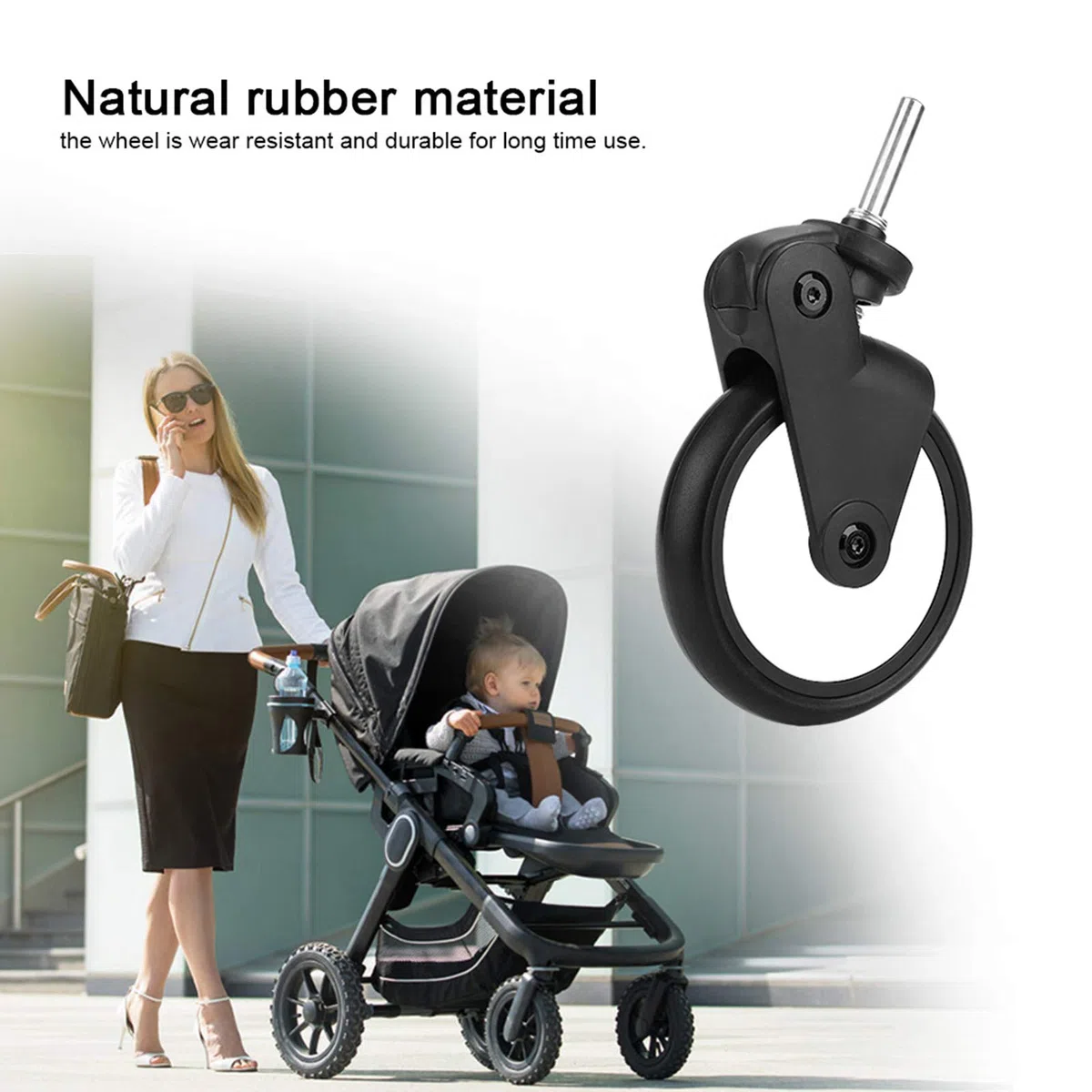 Voluxe Kinderwagenrad, Kinderwagenradzubehör 360-Grad-Drehung für Kiddopotamus für Yoya für Chbaby für Yoyo(A Pair of Front Wheels, 12)