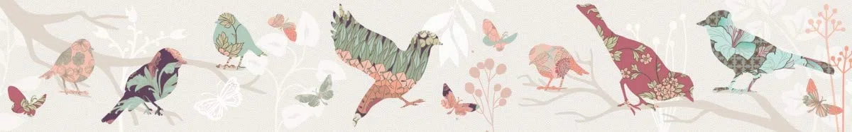 ANNA WAND Kinderzimmer Bordüre selbstklebend I Made in Germany I Tapetenbordüre 450 x 11,5 cm I Wandtattoo Mädchen & Junge I DREAM BIRDS Vögel