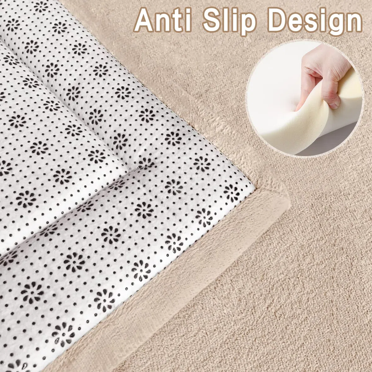 Krabbelmatte Baby 140 x 220 cm Creme 3cm Extra Dick und Spielmatte Kinder, Spielteppich Baby Rutschfester Krabbelteppich für Babys Memory Foam Teppich Kinder für Kinderzimmer Tatami Matte