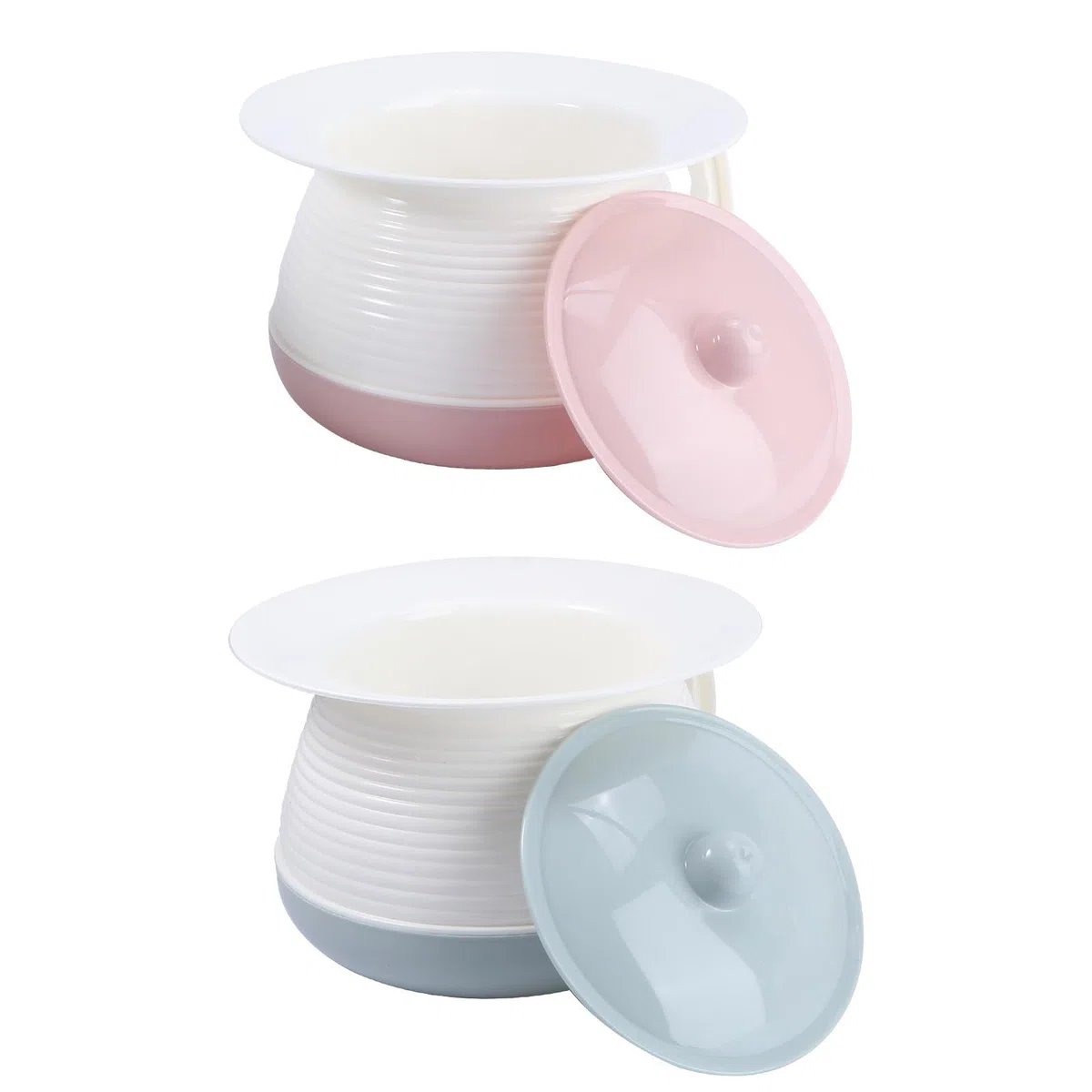 YARNOW 2 Stück Urinal Eimer aus PP Kunststoff mit Deckel Rot Blau Schmutzabweisend und Leicht zu Reinigen Praktisches Töpfchen für Kleinkinder und Erwachsene