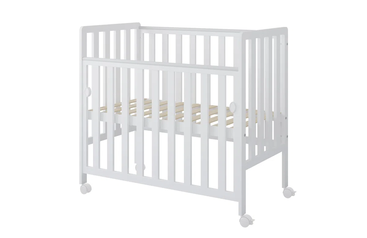 zee Bambi Weiß Beistellbett Baby mit Rollen 100x50 cm Tragbar Babybett Verstellbarer Stubenwagen Kinder Bett im Minimalistischen Skandinavischen Stil 3-Fach Höhenverstellbar