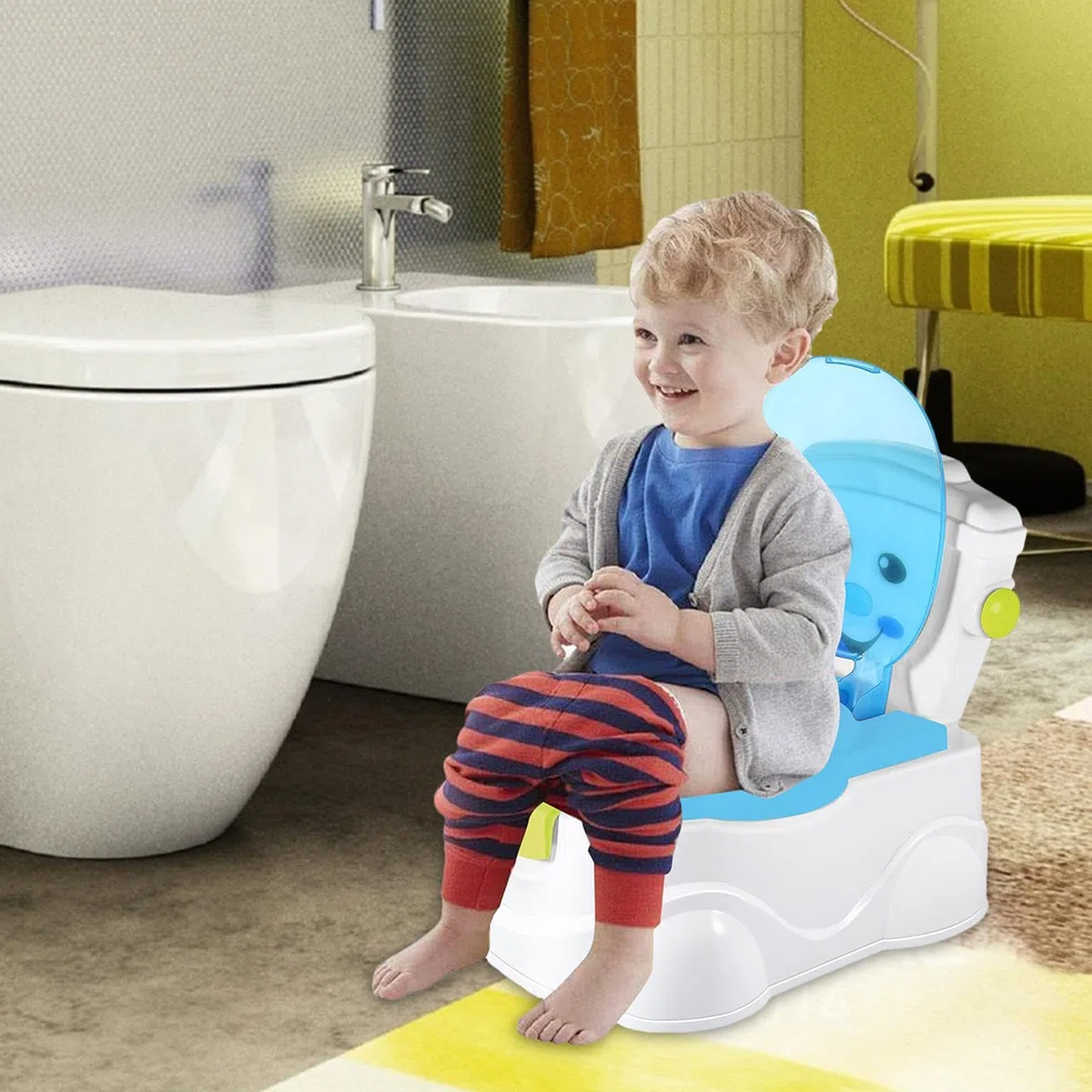 Töpfchen-Trainingstoilette, 3-in-1-Toiletten-Trainings-Töpfchen Für | Kleinkinder Mit Spritzschutz,Toilettentrainings-Töpfchen Mit Rückenlehne, Rutschfeste Kleinkindtoilette Zum Üben Der Toilette