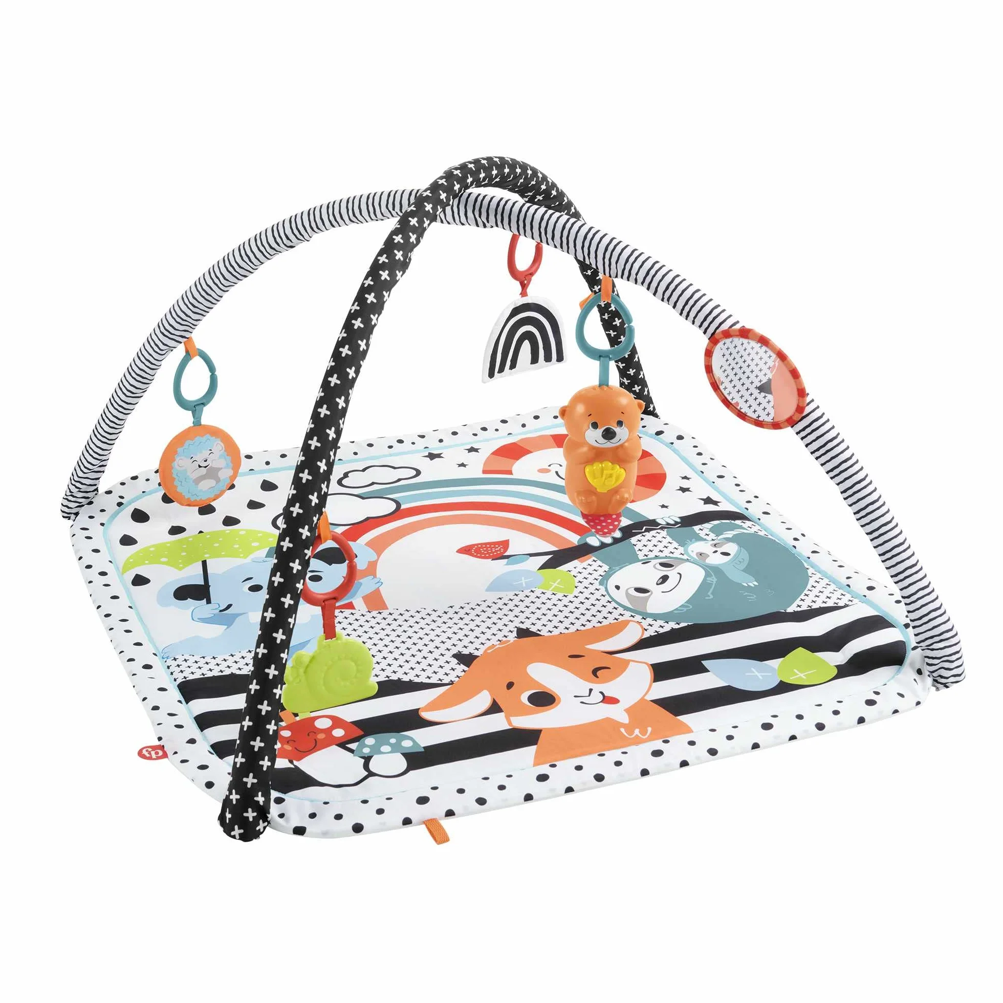 Fisher-Price Tierfreunde Kontrast-Spieldecke, Spielbogen, mit Musik und Licht, Krabbeldecke für Baby, zum Spielen im Bauchlage, Baby Ausstattung, ab Geburt, HPF39