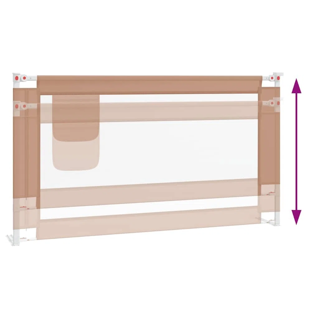 Kleinkind-Bettschutzgitter Taupe 150x25 cm Stoff mit Höhenverstellung, klappbares Seitengitter als Rausfallschutz für Kinderbett und Babybett, Sicherheit und Schutz beim Schlafen