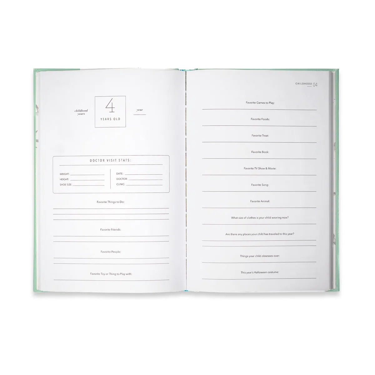 Promptly Journals, A Complete Childhood History: From Pregnancy to 18 Years Old (Aloe Green, Leatherette) | Baby Book and Pregnancy Journal | Baby Memory Book