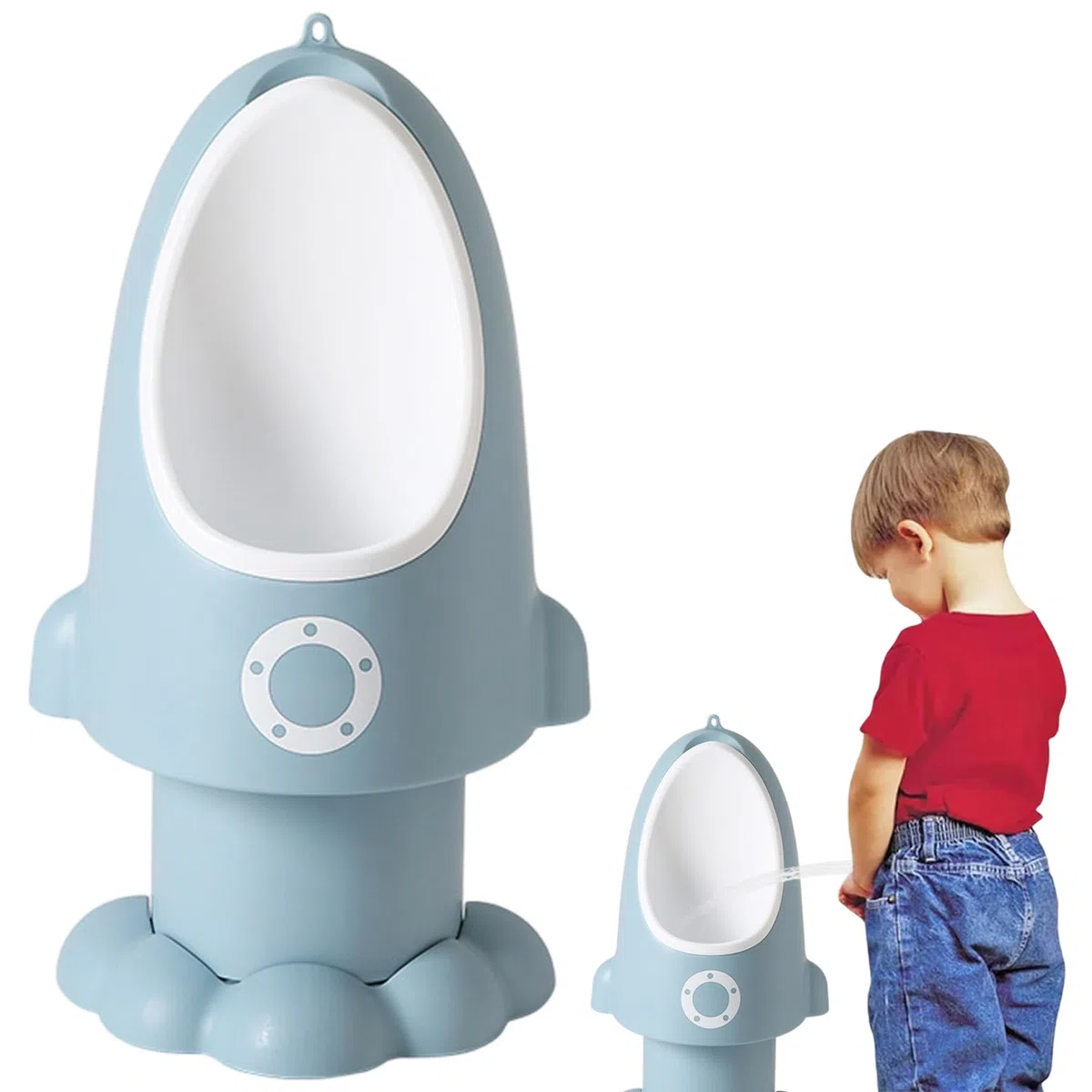 Töpfchentraining-Urinal für Kleinkinder verstellbares spritzsicheres Baby-Töpfchen mit lustiger Cartoon-Form hängend/stehend leicht zu reinigen für Jungen von 1-6 Jahren Wathet