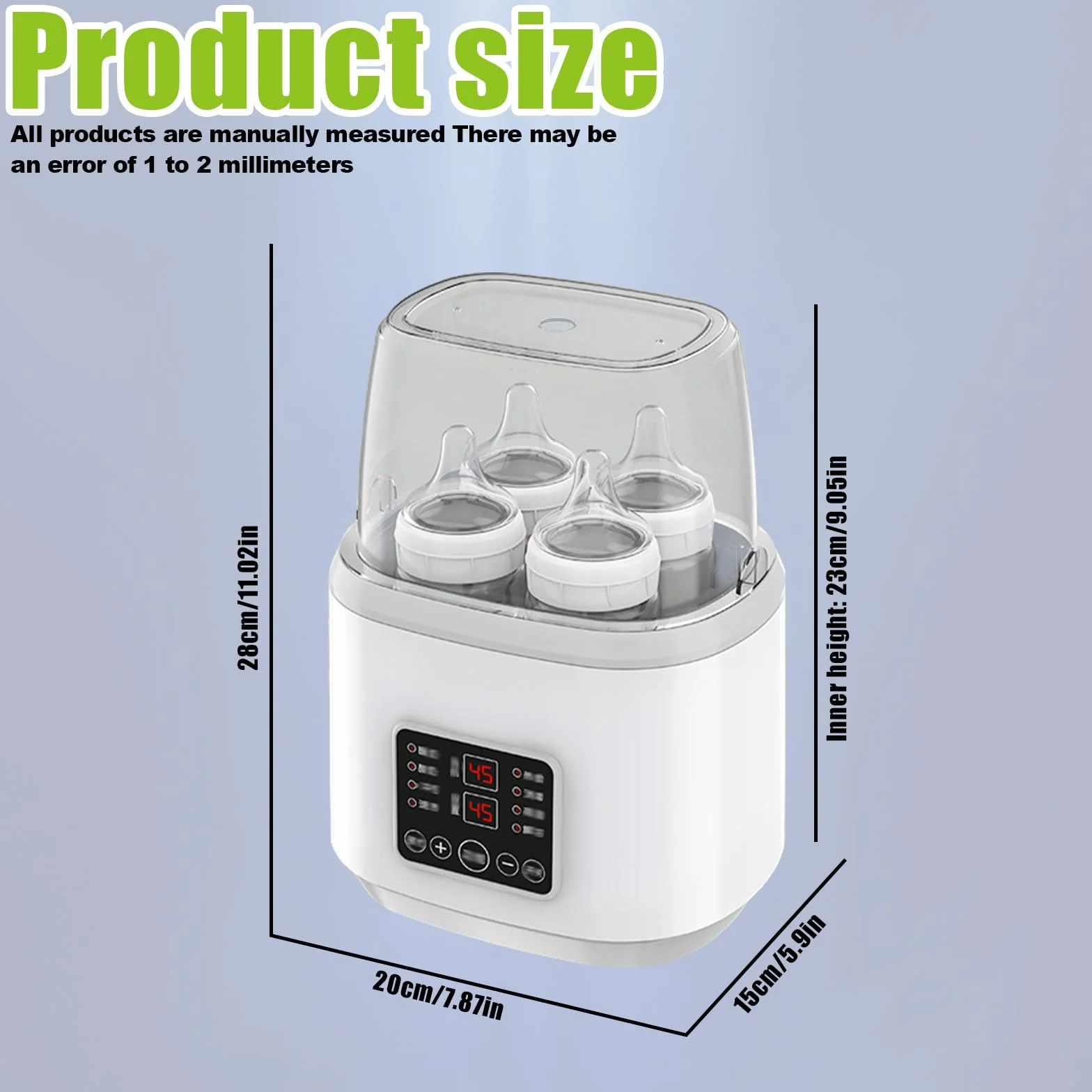 GBKDQQ Flaschenwärmer Baby, 8-in-1 Sterilisator für Babyflaschen Milchflaschenwärmer für Babys Schnell-Flaschenwärmer Fast Babykostwärmer & Abtauung, BPA-freier Babynahrungsheizung mit LCD-Display